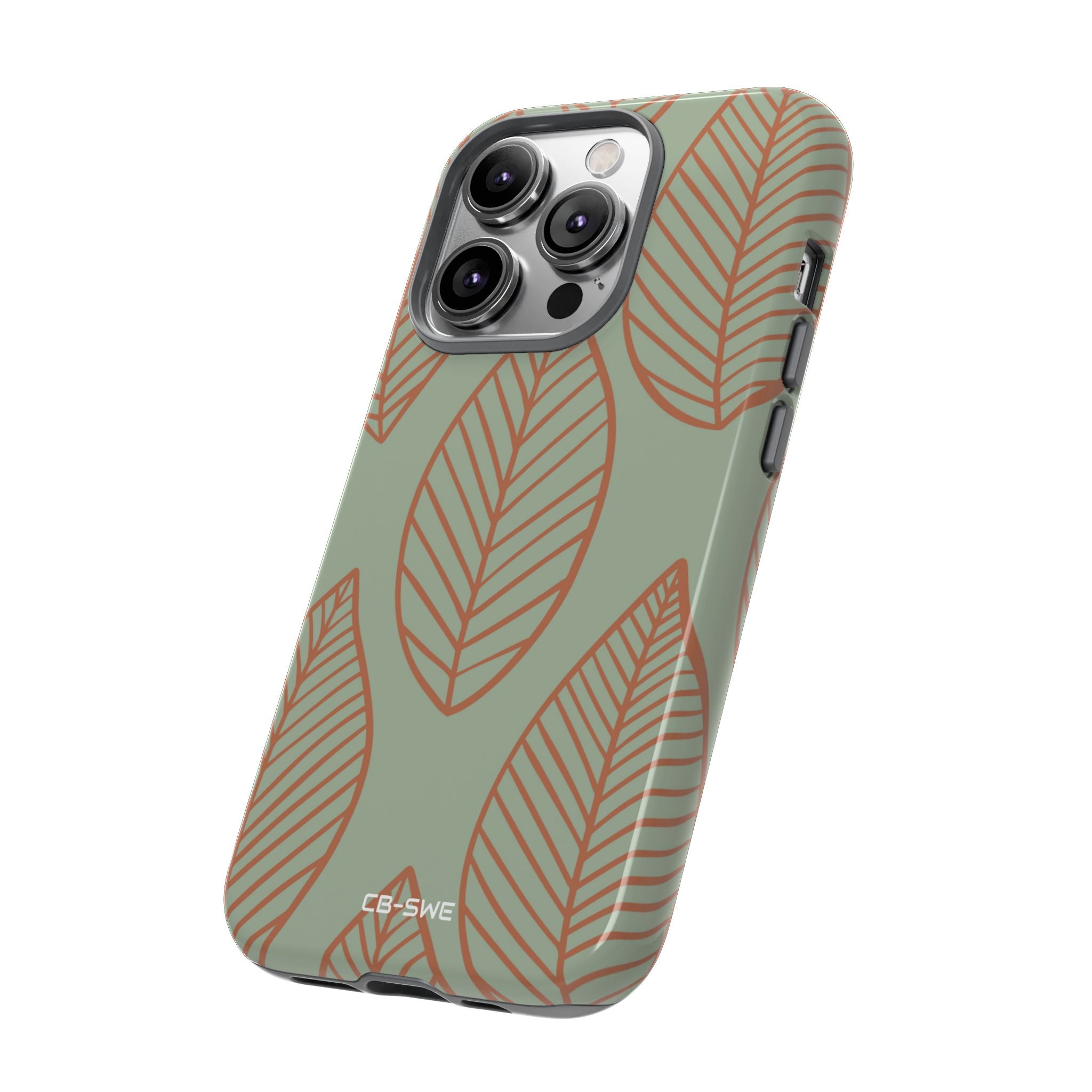 Mint and Orange Leaves - iPhone Case