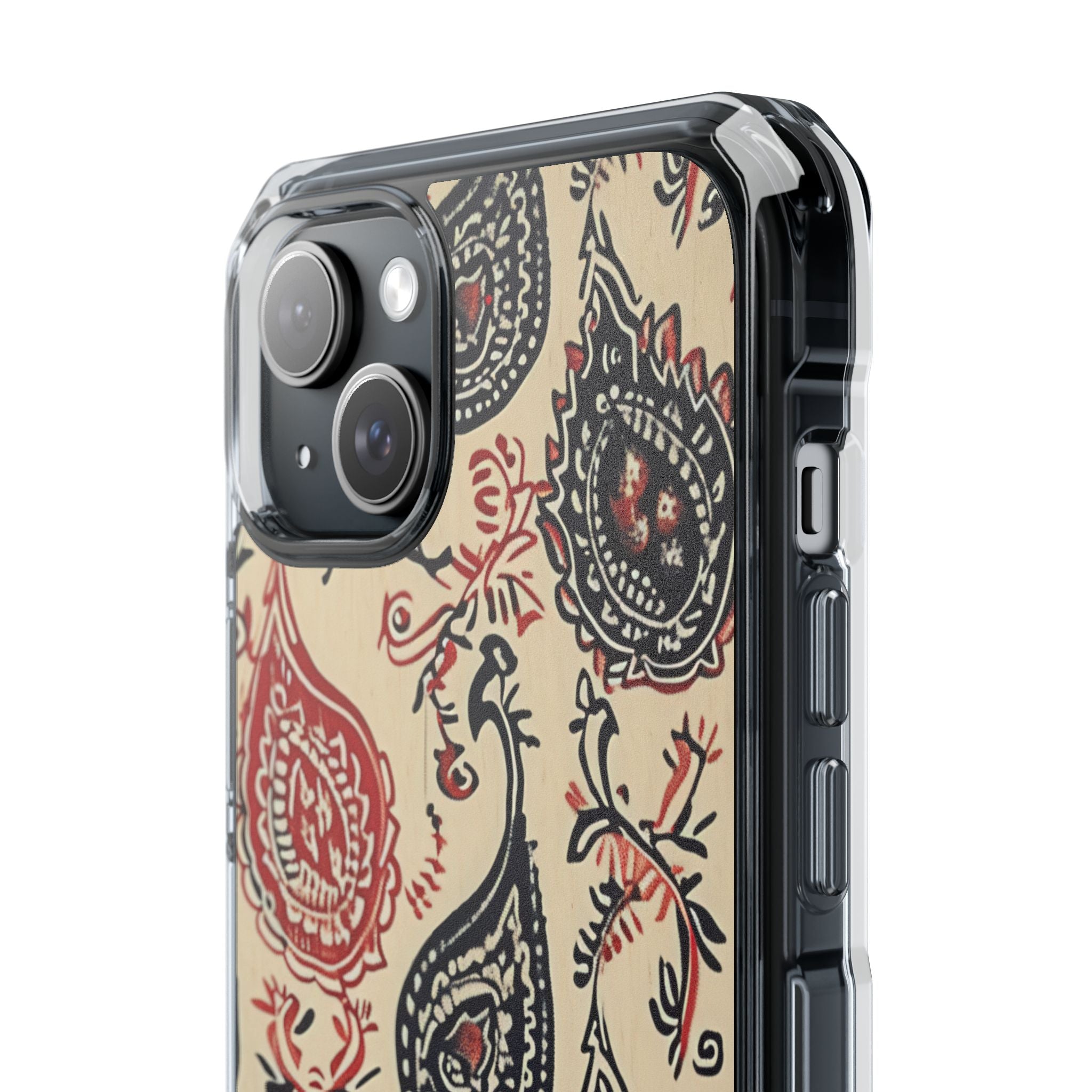 Navy Paisley Swirl iPhone 15 - Impact Clear+