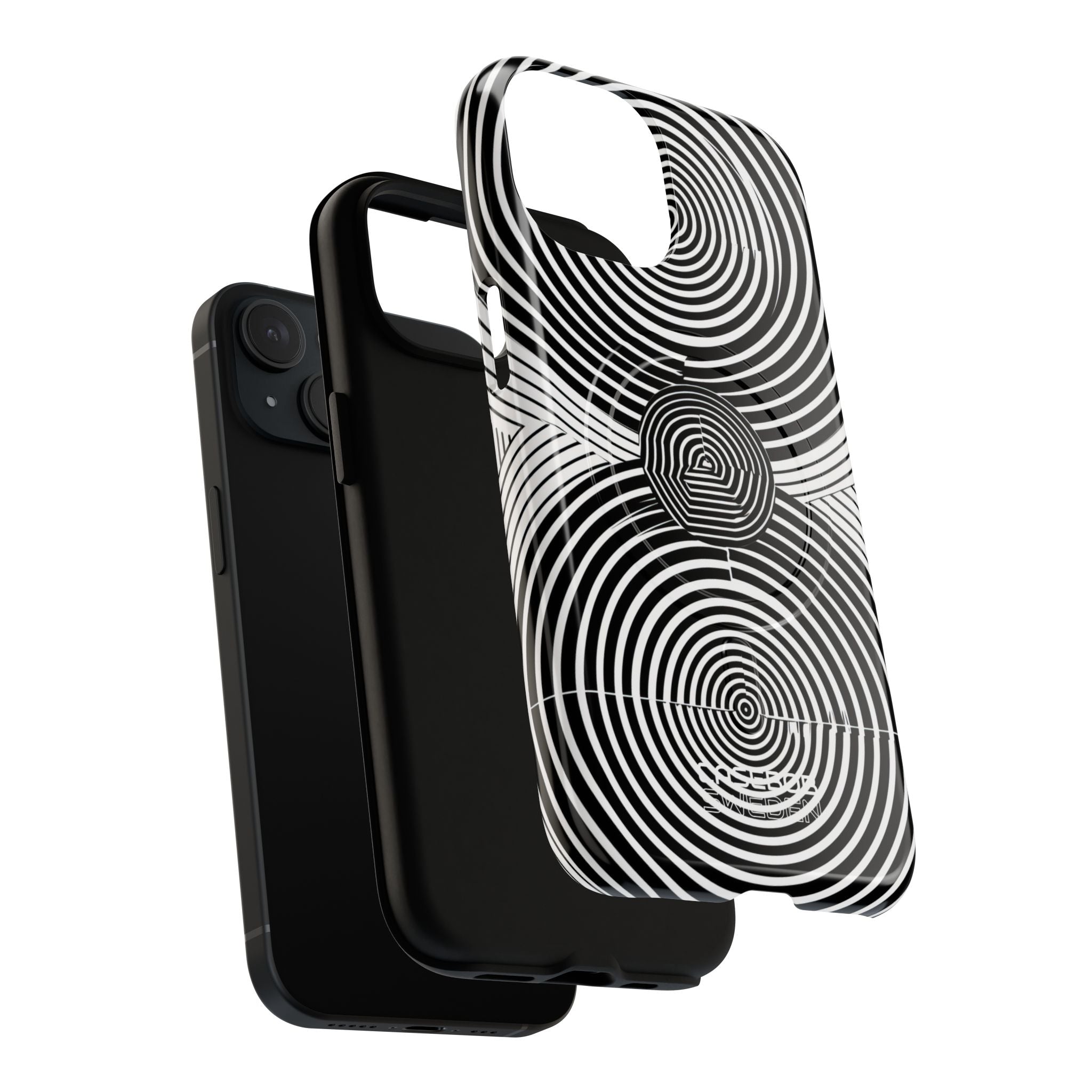 Monochrome Spiral Motion iPhone 15 - Tough+