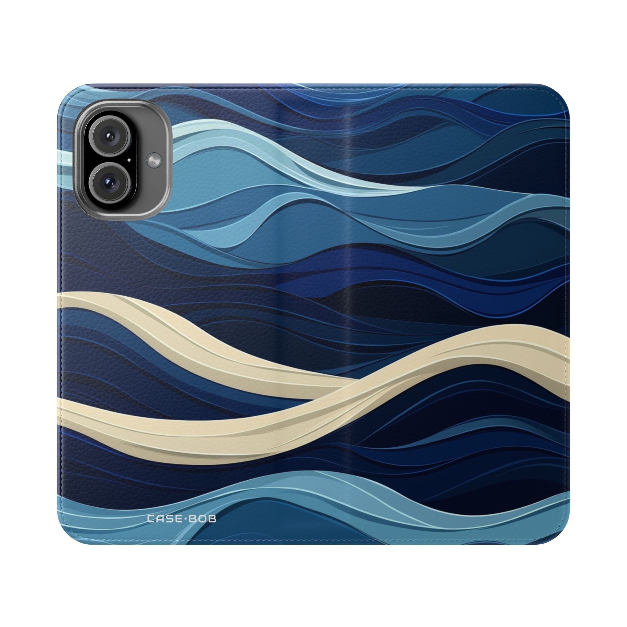 Blue Wave Flow - iPhone 16 Plus Case - Wallet