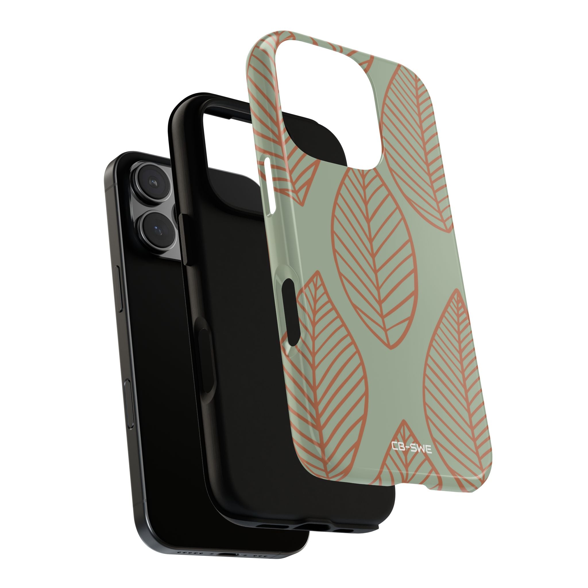Mint and Orange Leaves - iPhone Case