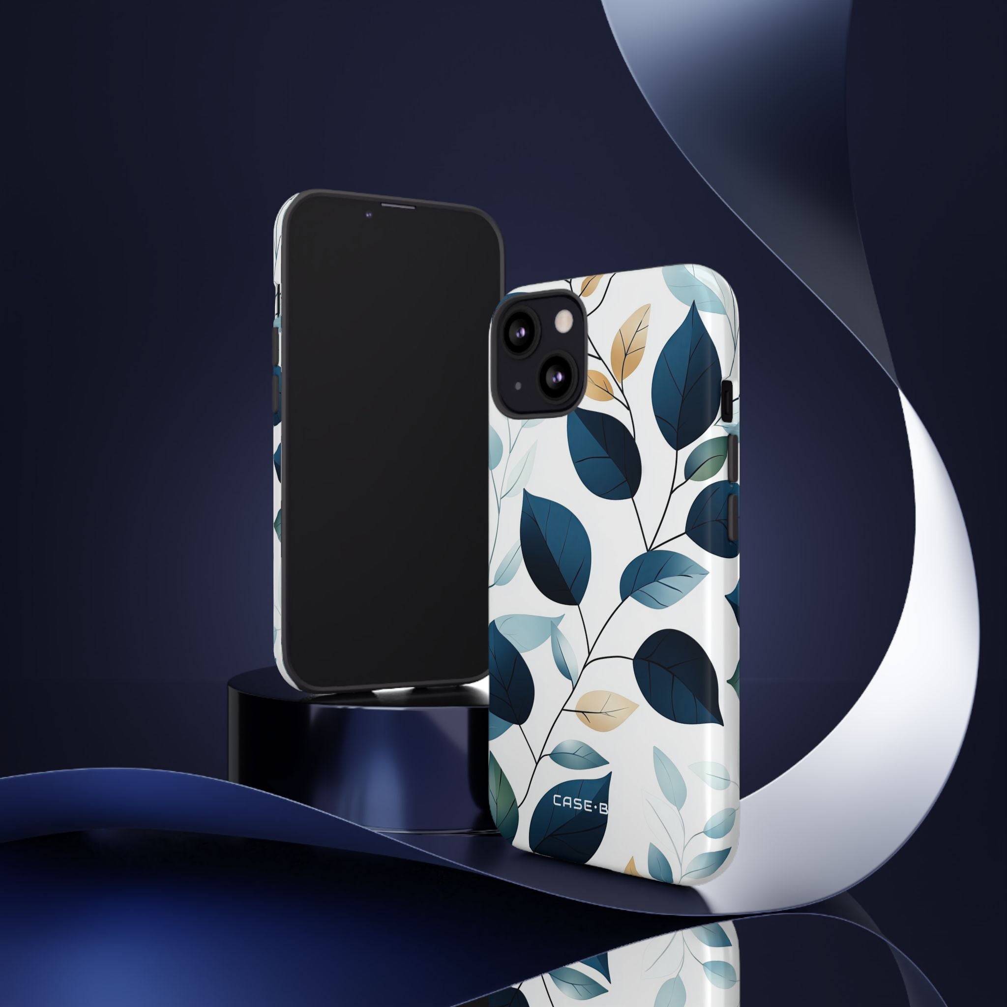 Navy Leaf Veins iPhone 13 Case - Tough