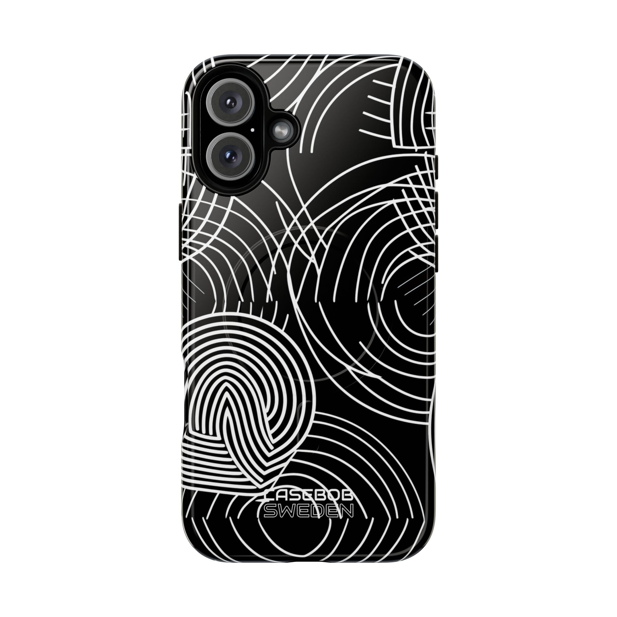 Monochrome Spiral Curves iPhone 16 - Tough+