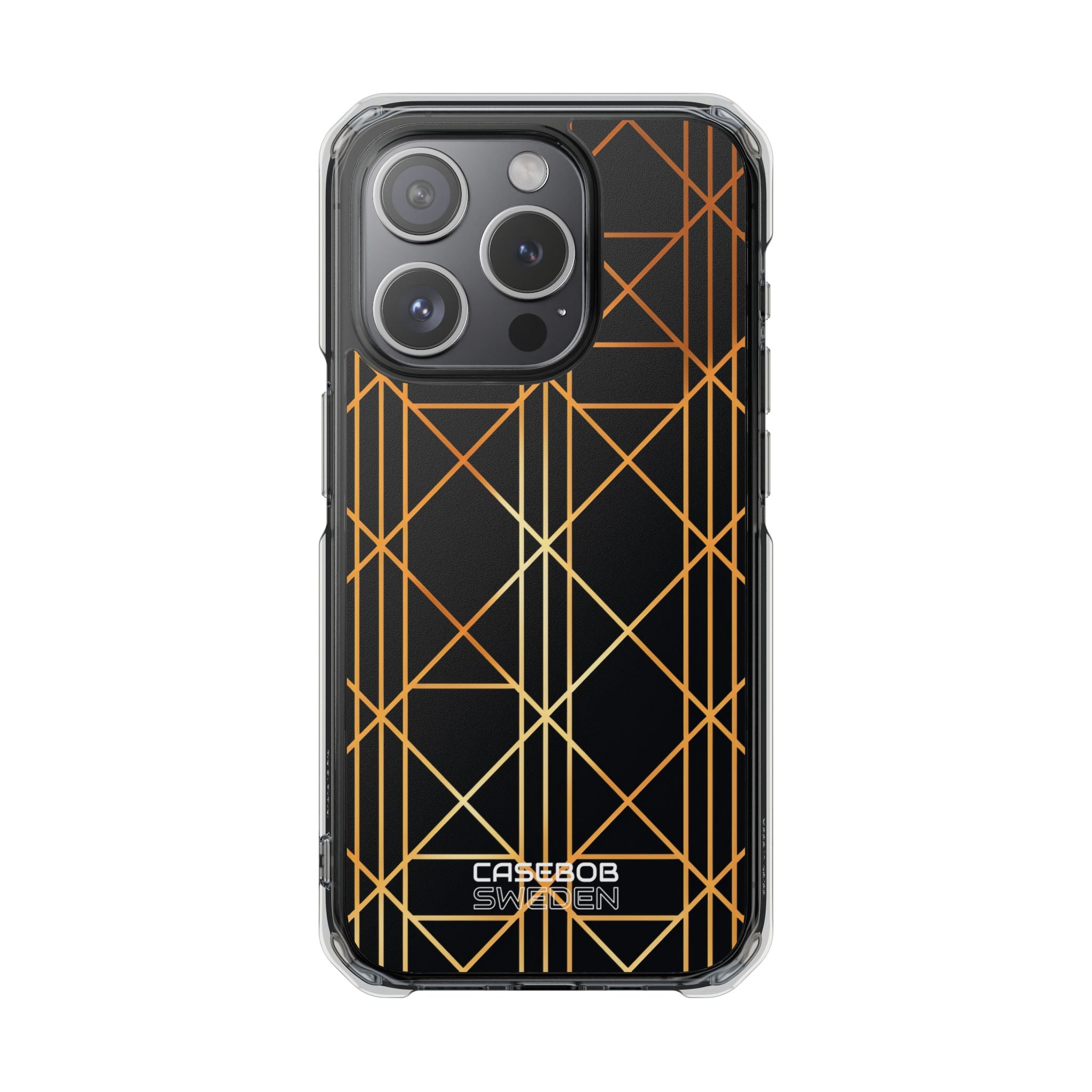 Golden Geometric Elegance iPhone 15 - Impact Clear+