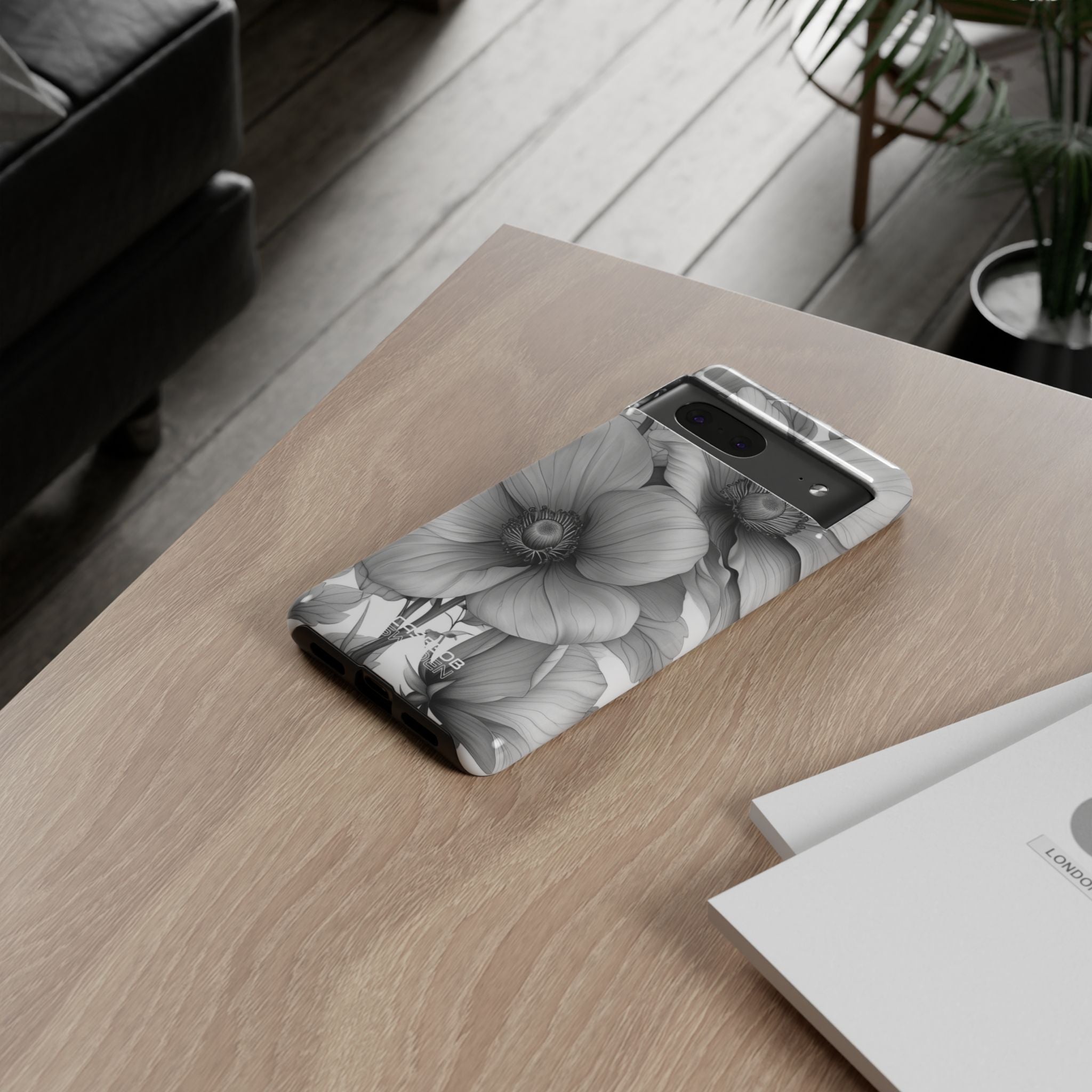 Grayscale Floral Harmony Google Pixel 7 - Tough