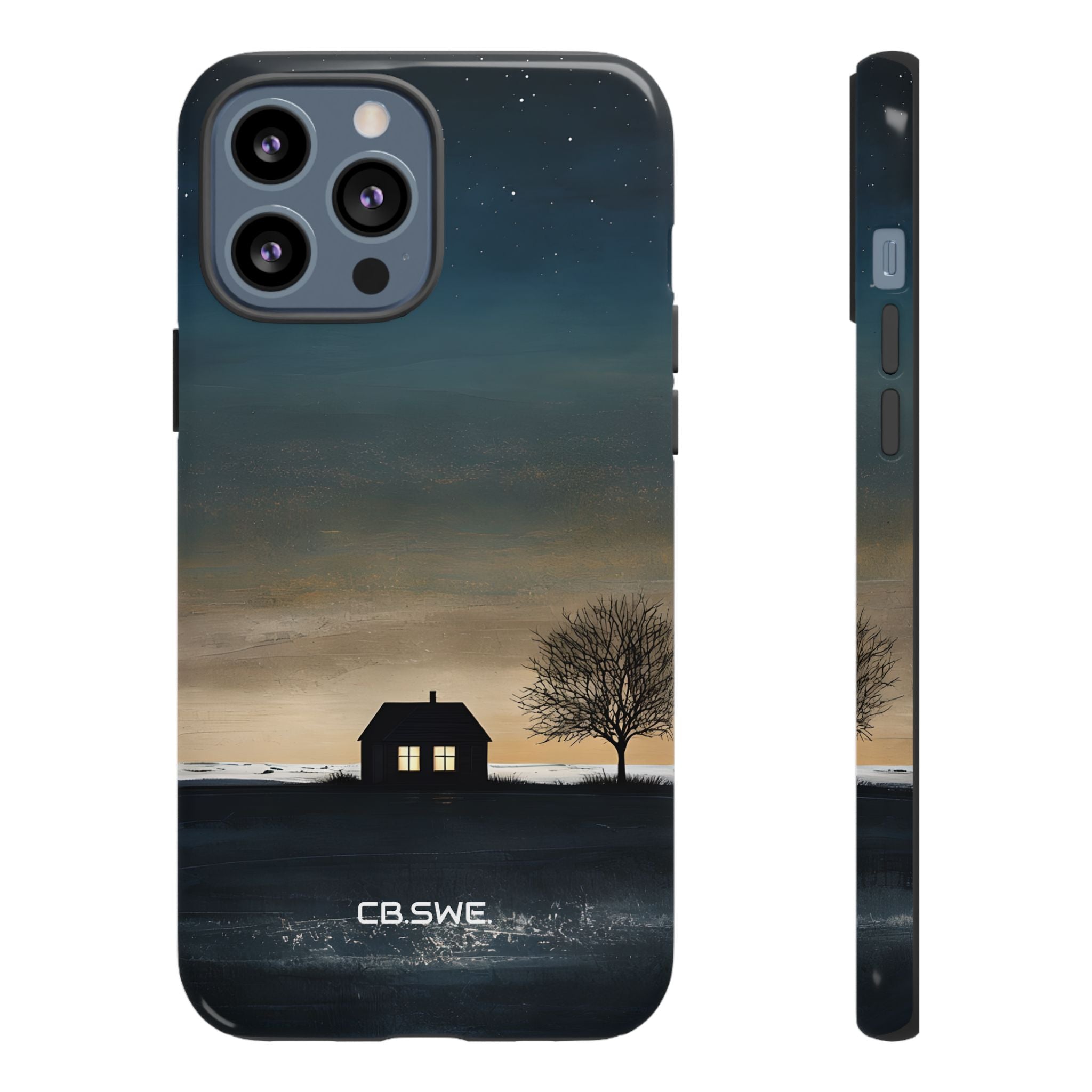 Serene Minimalist Dark House Glowing Windows Phone iPhone 13 - Tough
