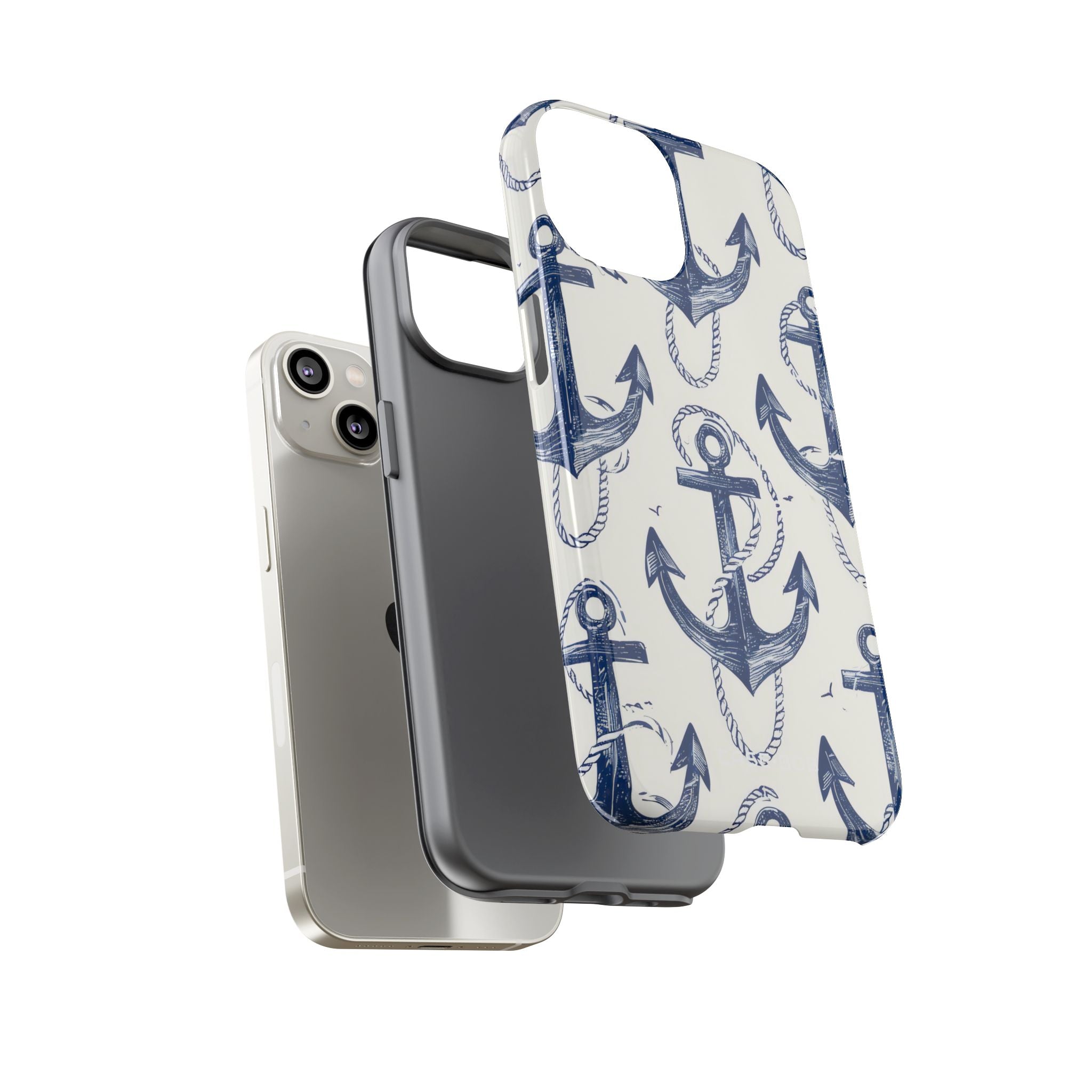 Navy Anchor Loop iPhone 14 Case - Tough