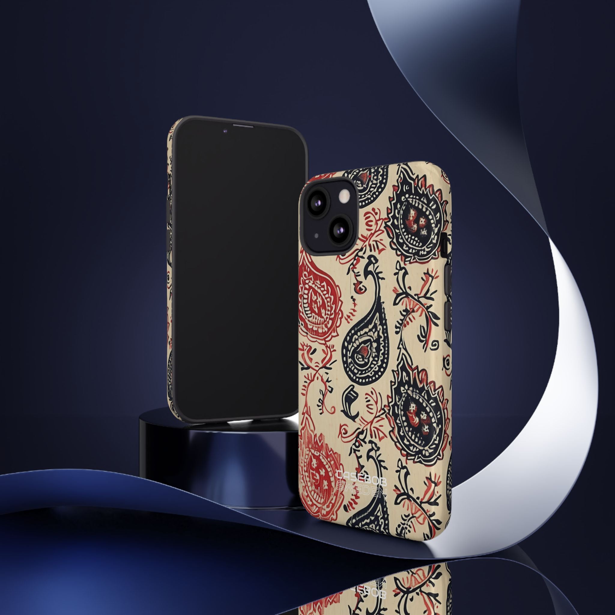 Navy Paisley Swirl iPhone 13 - Tough