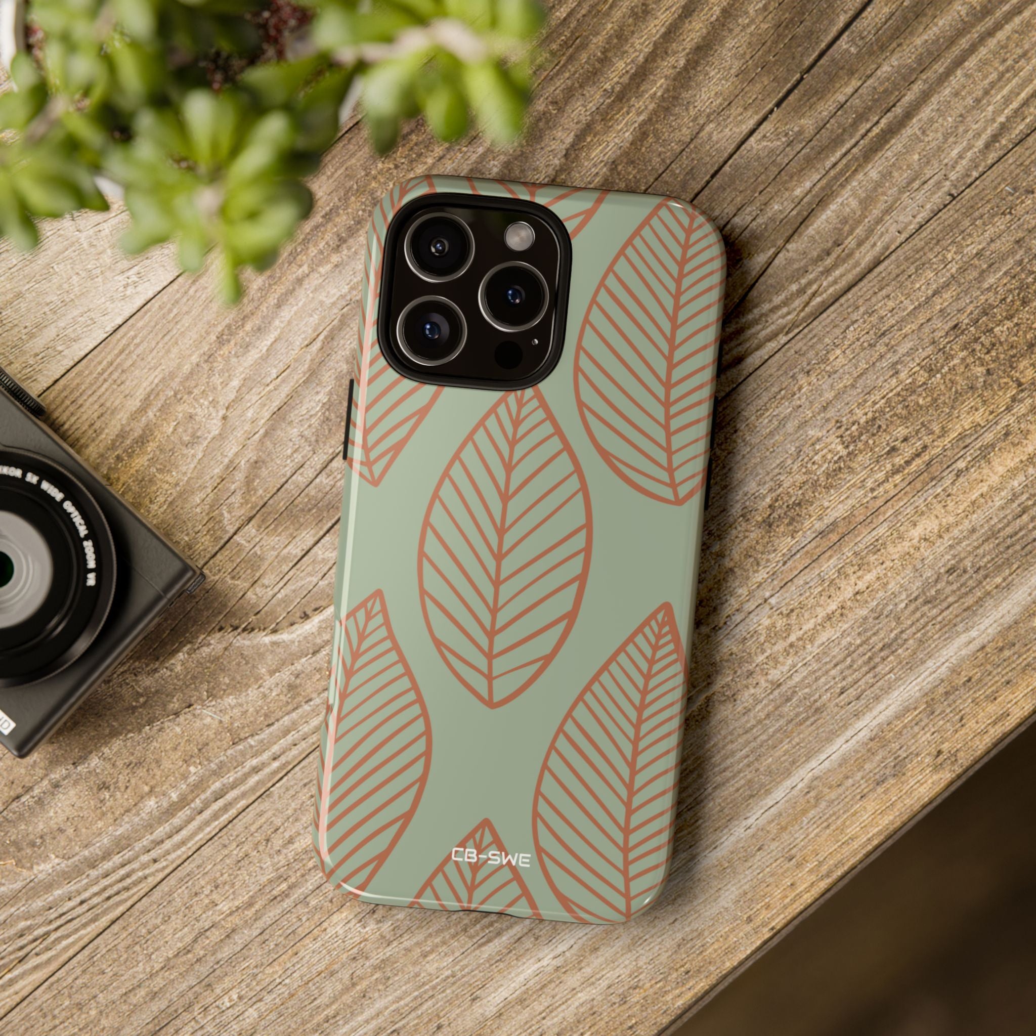 Mint and Orange Leaves - iPhone Case