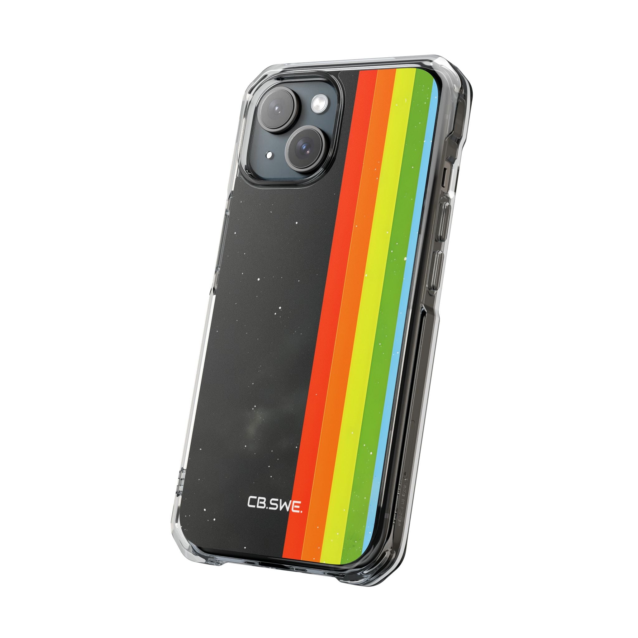 Vibrant Vertical Stripes Against Cosmic Black iPhone 15 - Impact Clear+