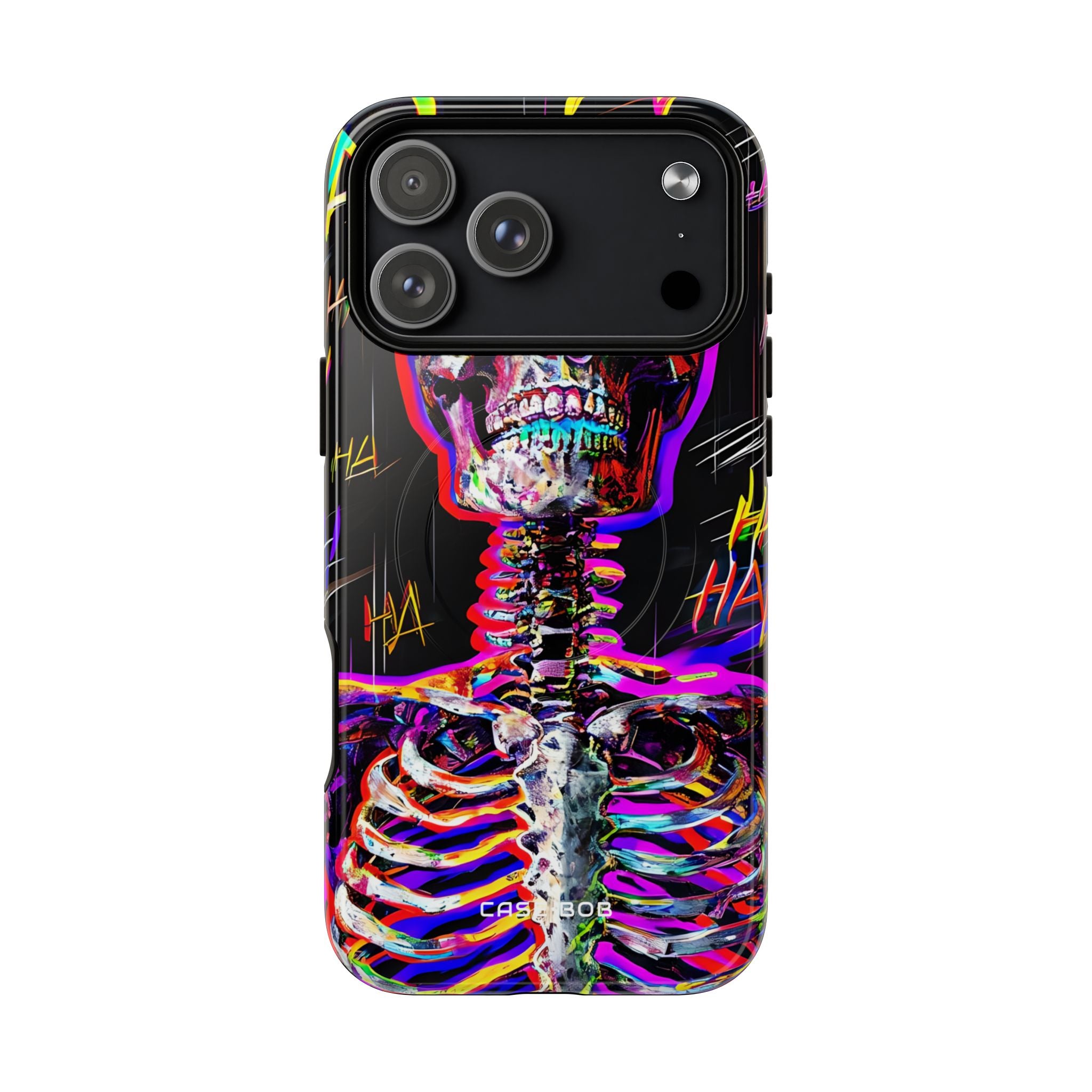 Neon Skeleton Laugh iPhone 17 Pro Max Case - Tough+