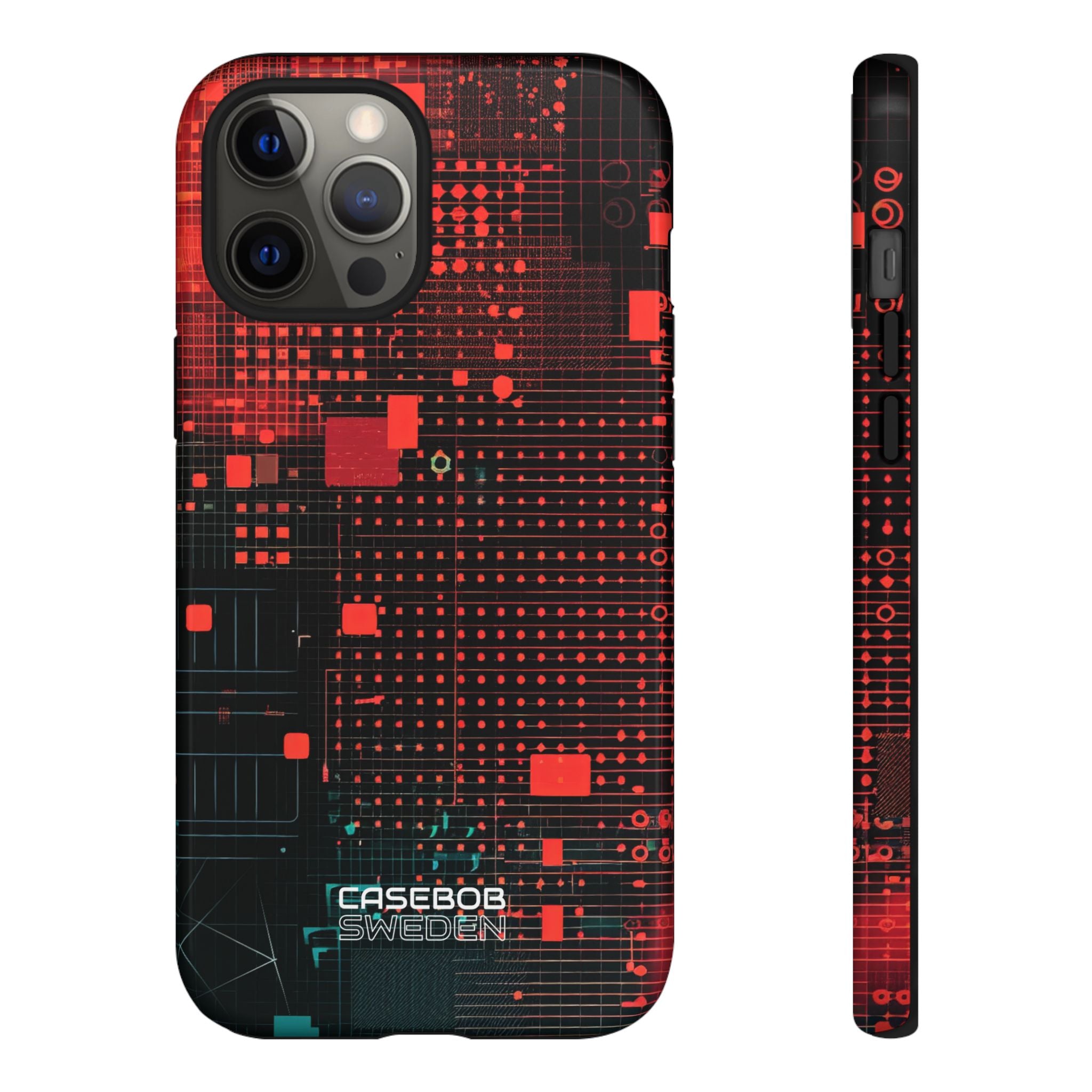 Crimson Circuit Grid iPhone 12 - Tough