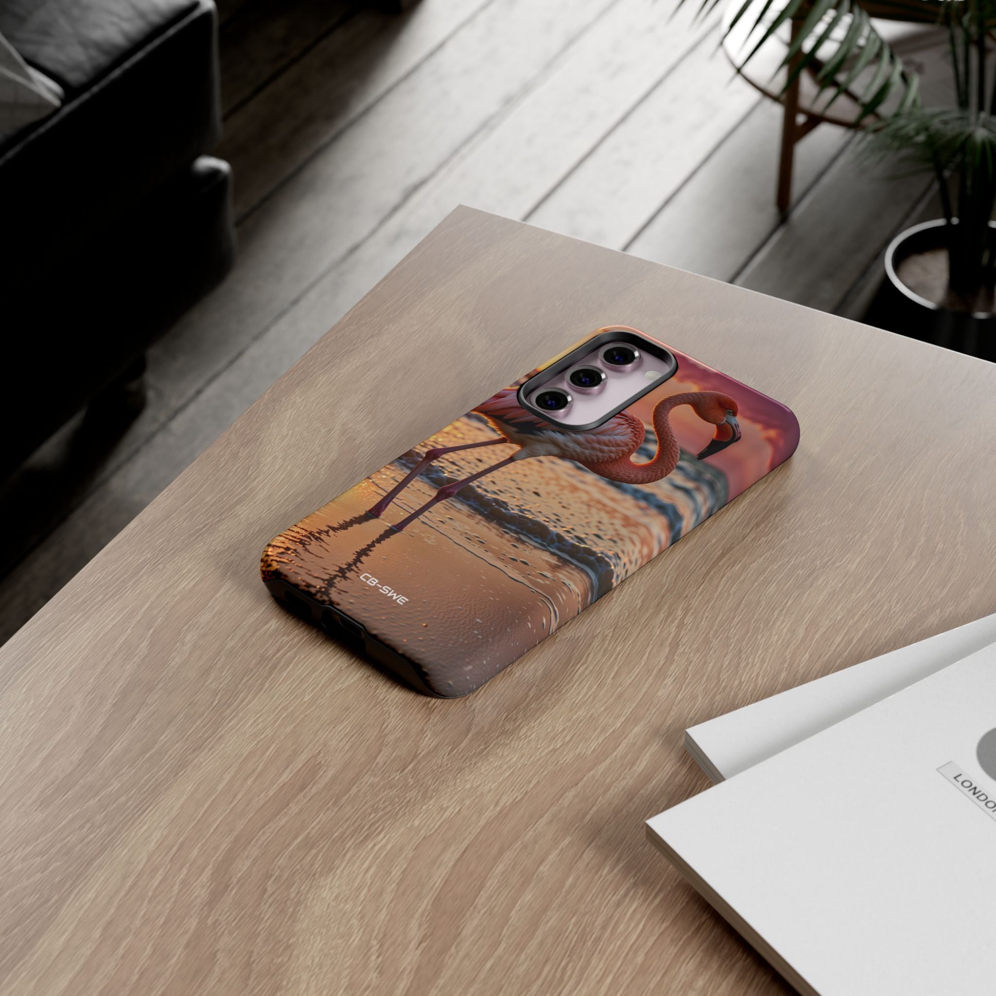 Sunset Flamingo Stand - Samsung Case