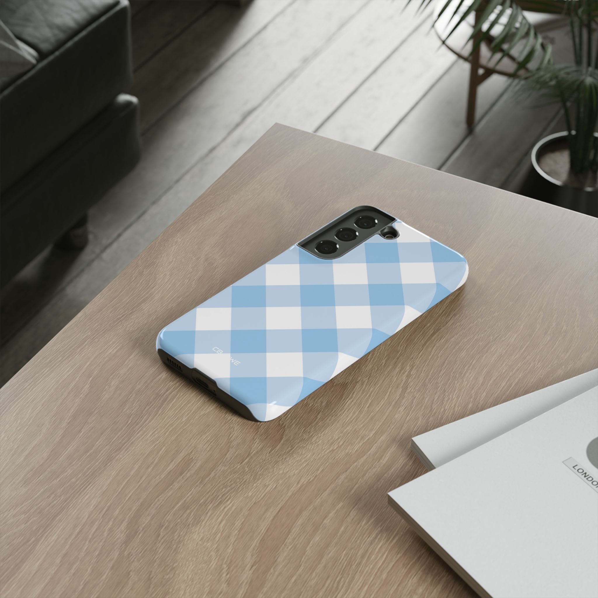 Soft Blue Gingham Elegance - Samsung Case