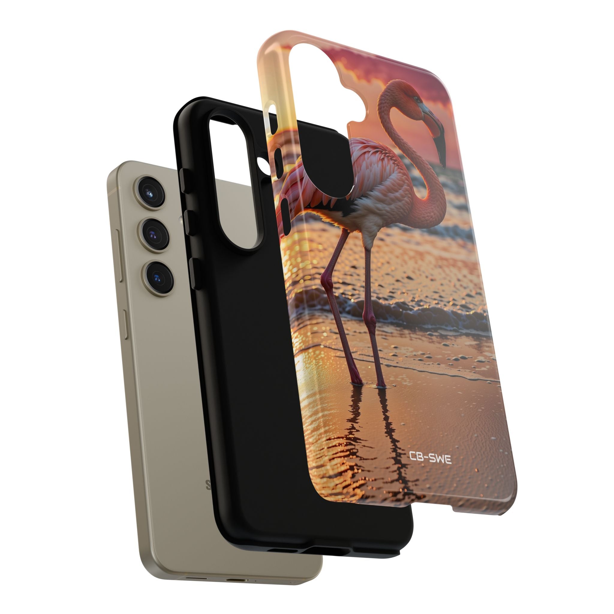 Sunset Flamingo Stand - Samsung Case