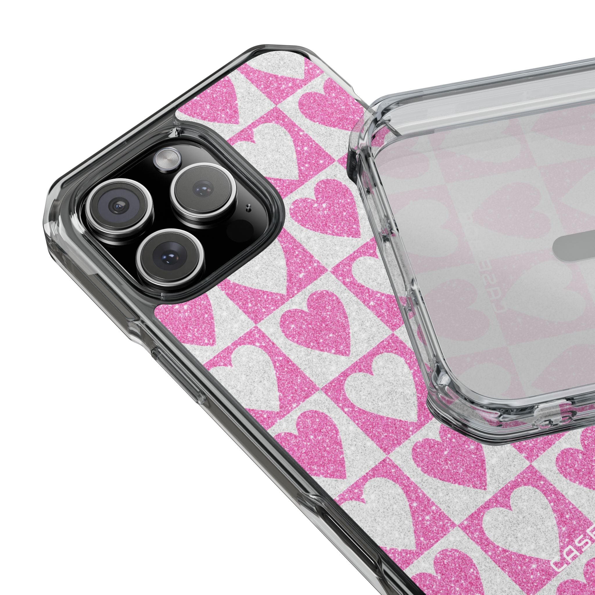 Glitter Heart Grid iPhone 16 Pro Max Case - Impact