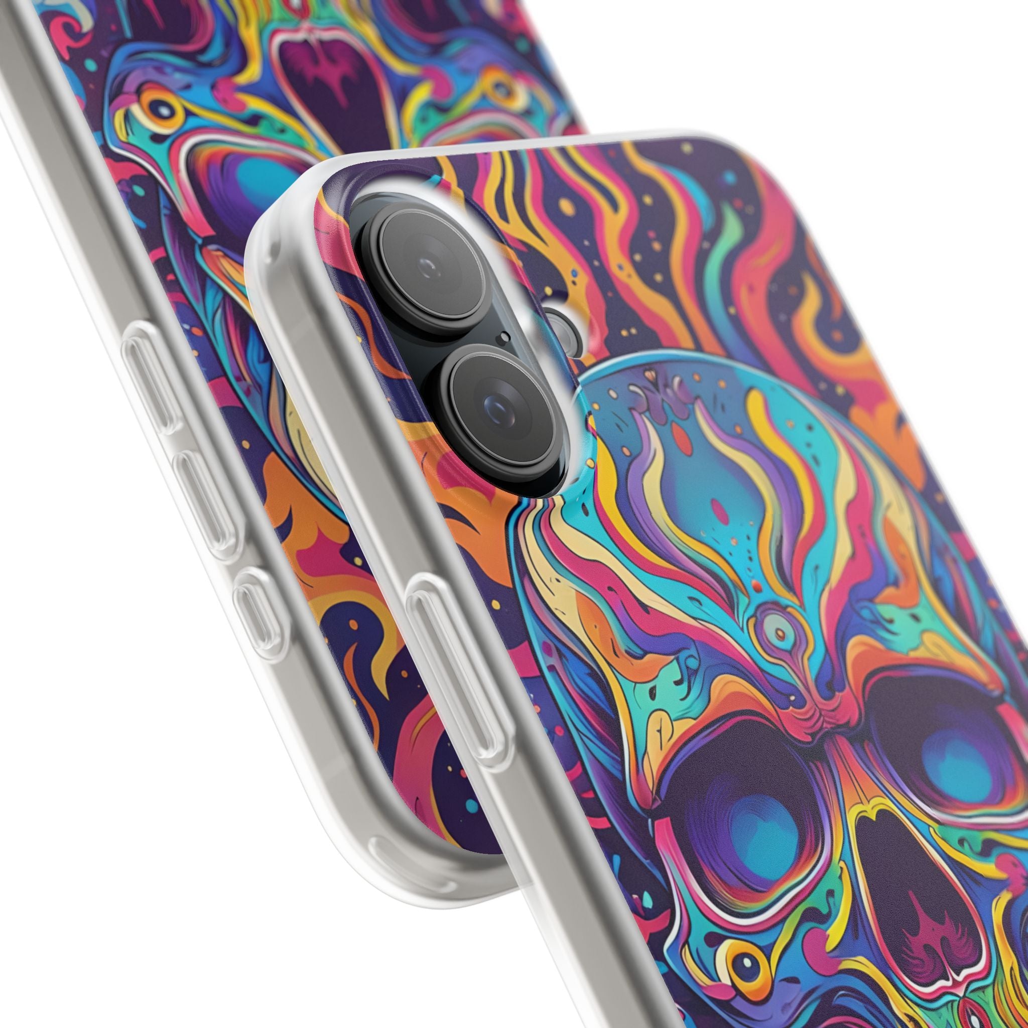 Flaming Skull iPhone 16 Plus Case - Soft