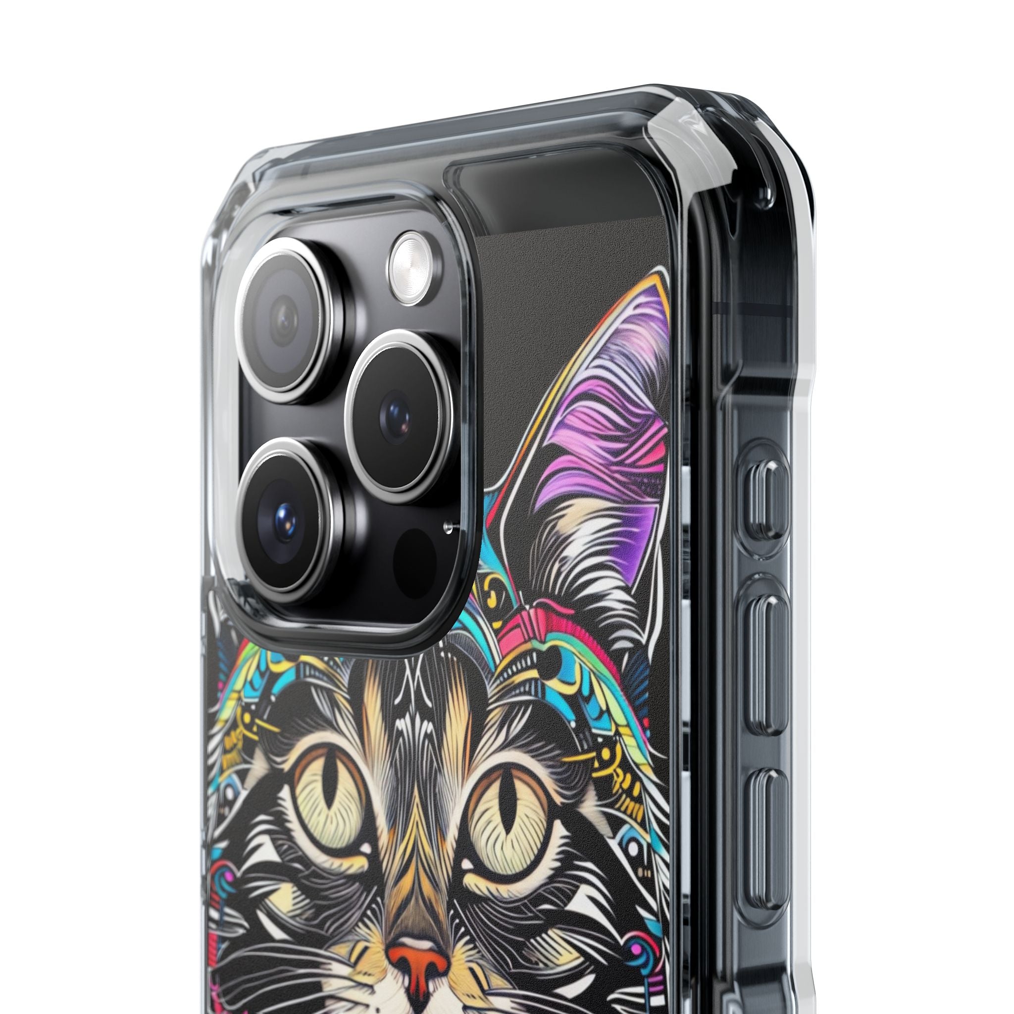 Stunning Multi-Color Scratchboard Art Intricate Tabby Cat iPhone 15 - Impact Clear+