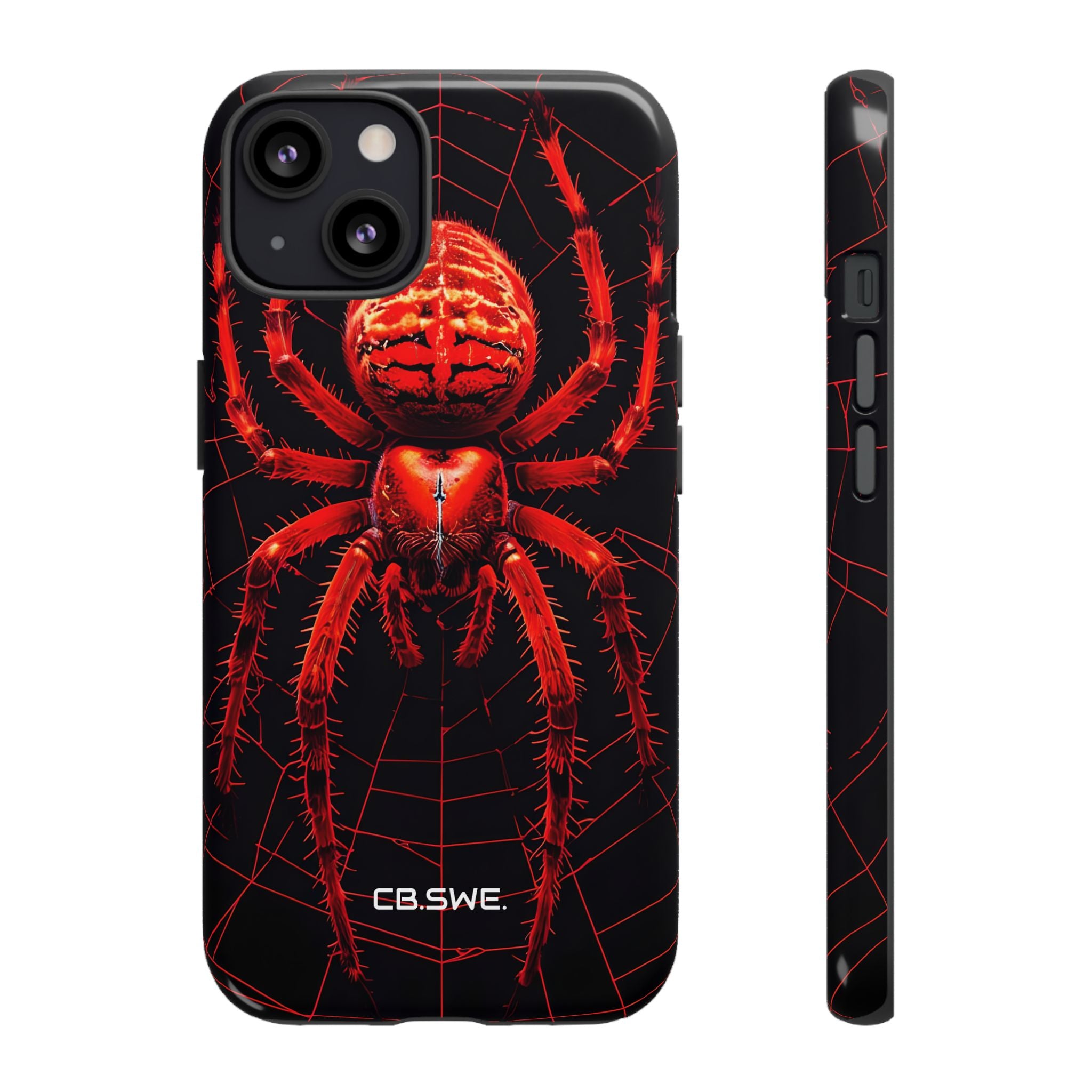 Vivid Neon Red Spider Intricate Web iPhone 13 - Tough