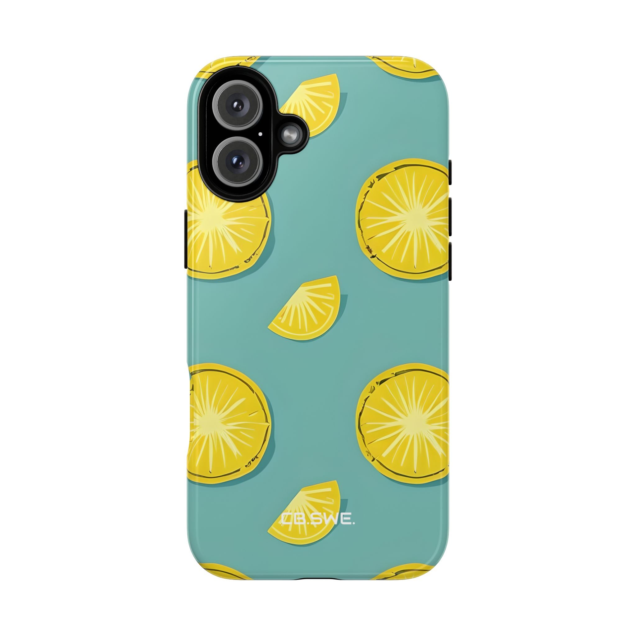 Bright Yellow Pineapple Slice on Teal iPhone 16 - Tough
