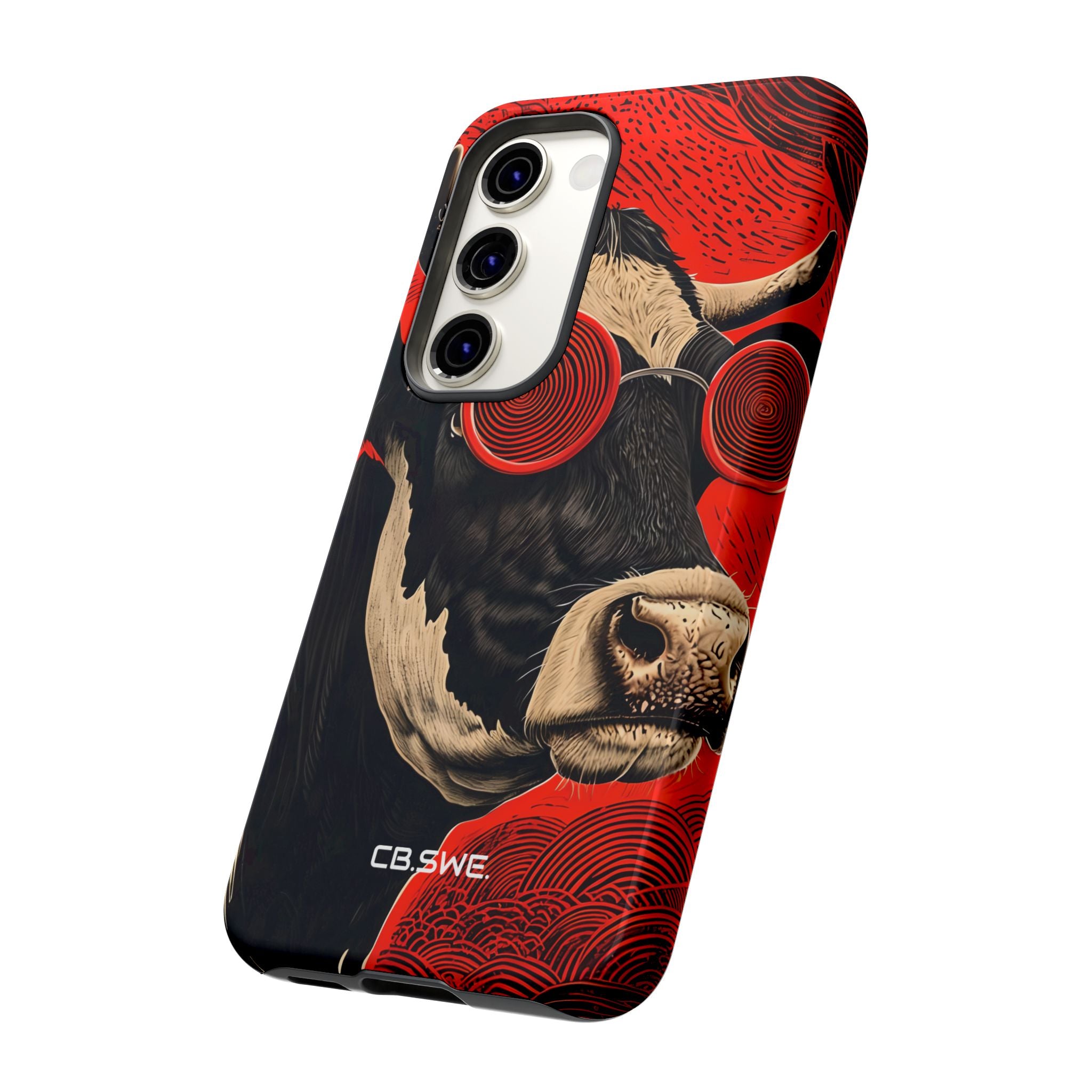 Surreal Black White Cow Red Spiral Sunglasses Samsung S23 - Tough