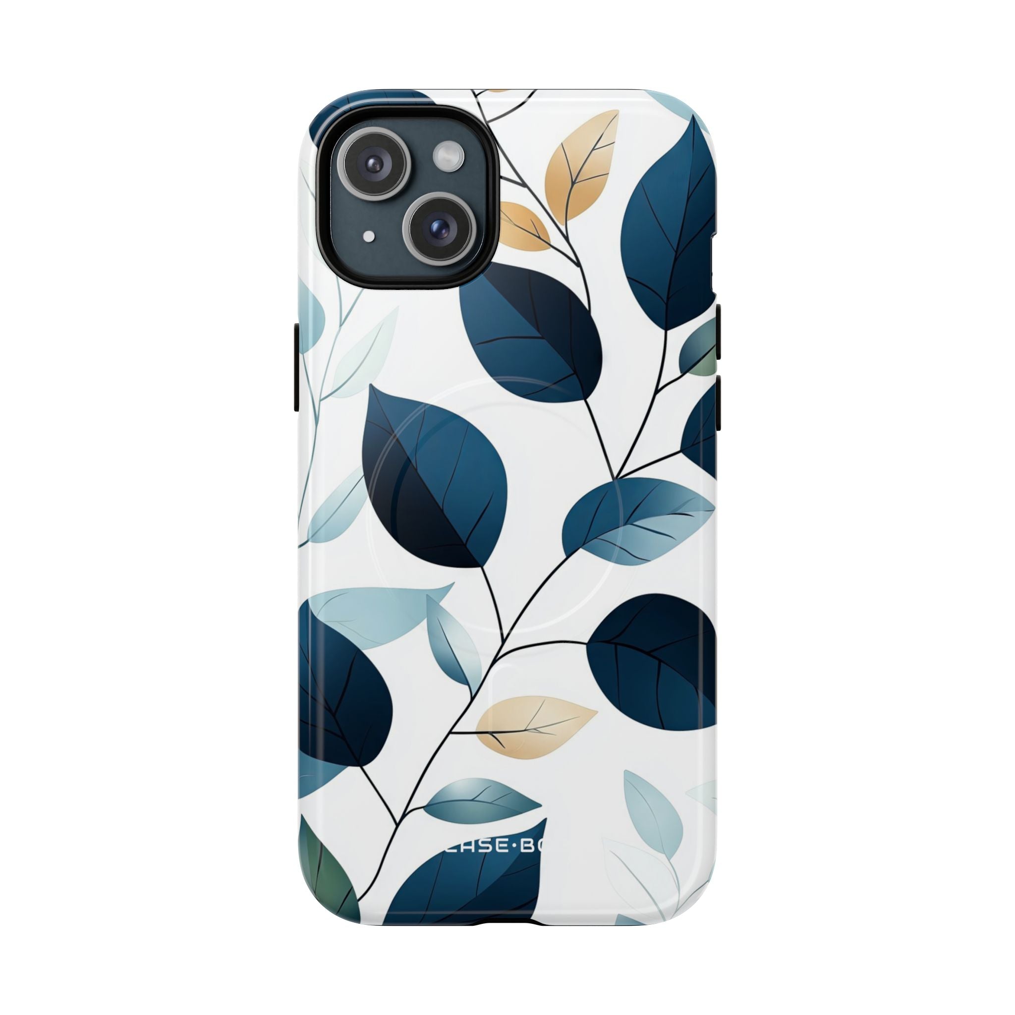 Navy Leaf Veins iPhone 15 Plus Case - Tough+