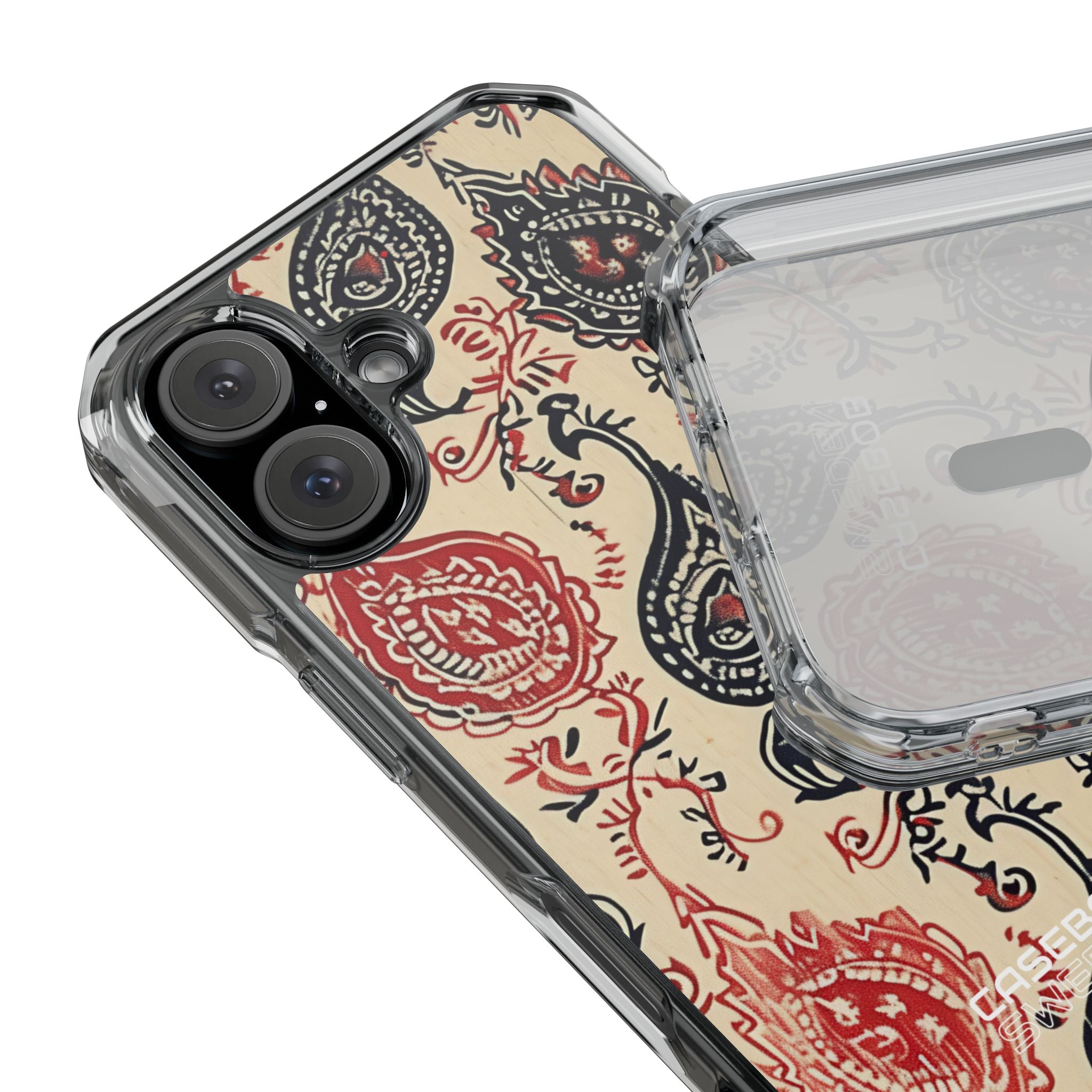 Navy Paisley Swirl iPhone 16 - Impact Clear+