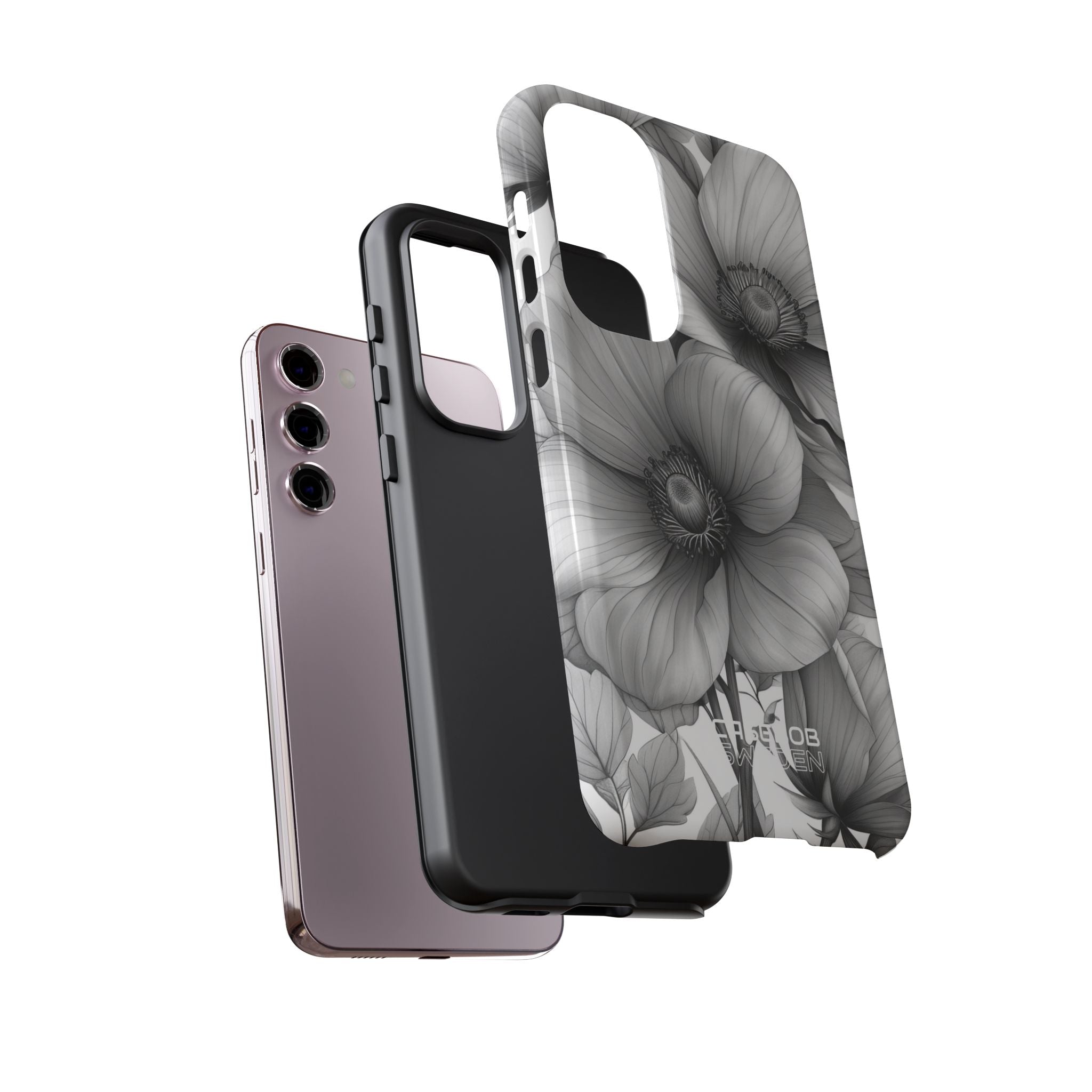 Grayscale Floral Harmony Samsung S23 - Tough