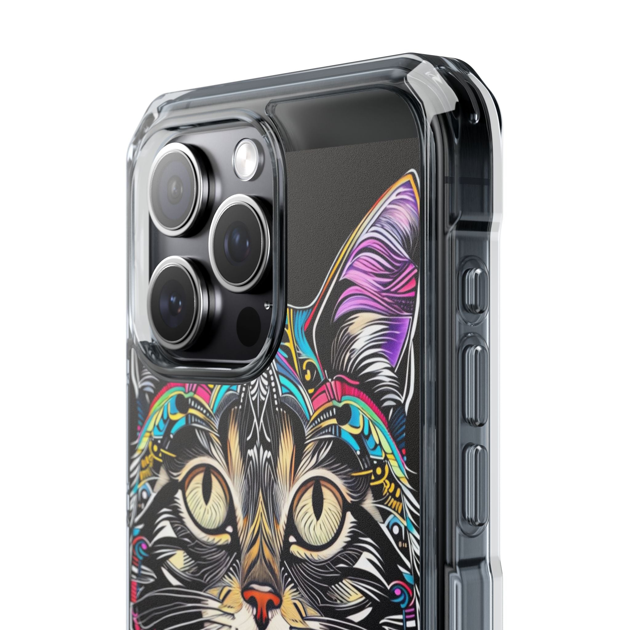 Stunning Multi-Color Scratchboard Art Intricate Tabby Cat iPhone 15 - Impact Clear+
