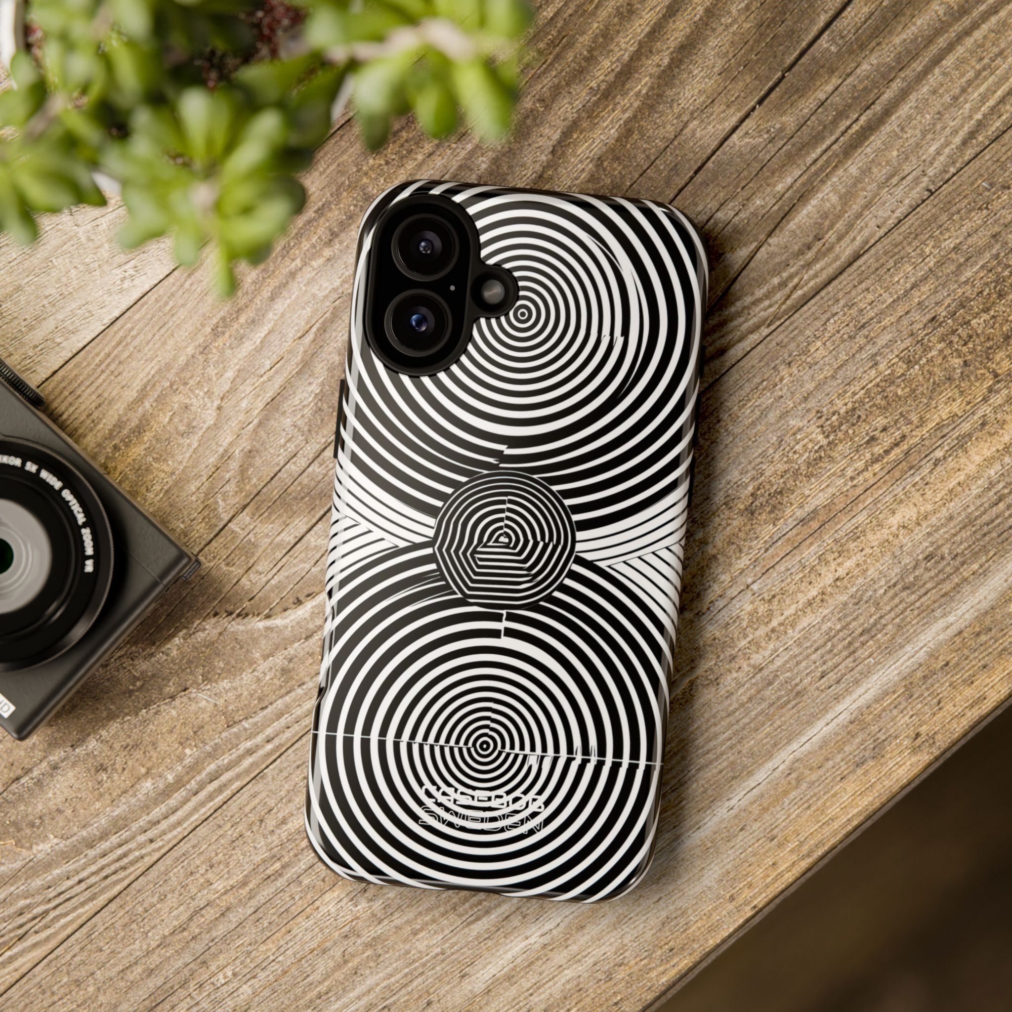 Monochrome Spiral Motion iPhone 16 - Resistente