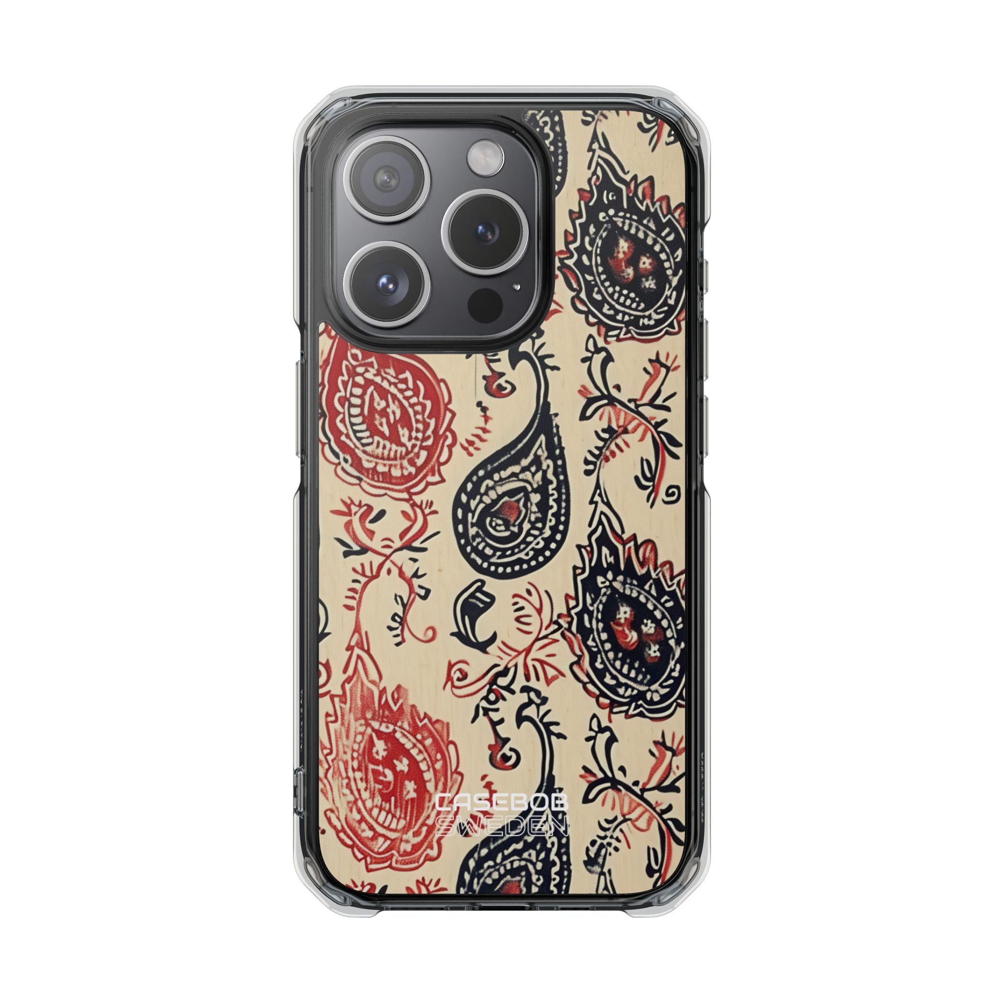 Navy Paisley Swirl iPhone 15 - Impact Clear+