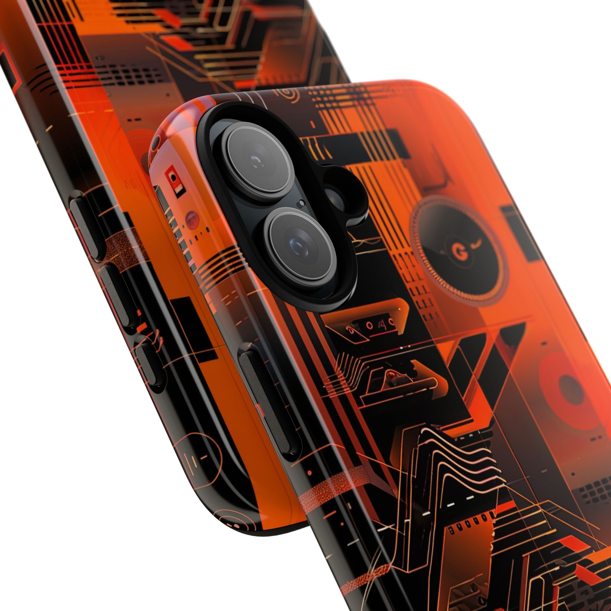 Orange Circuit Dreams iPhone 16 - Tough