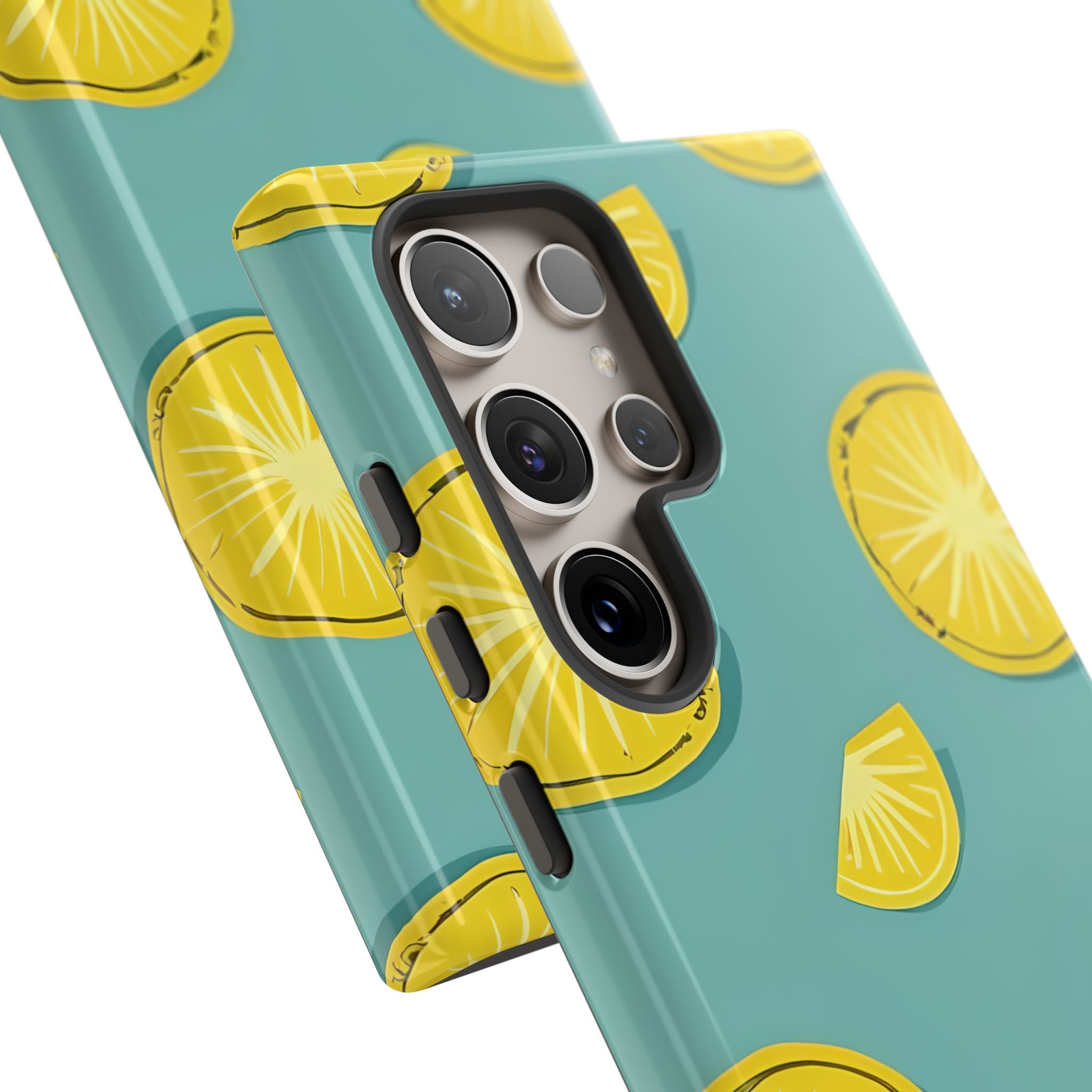 Bright Yellow Pineapple Slice on Teal Samsung S24 - Tough