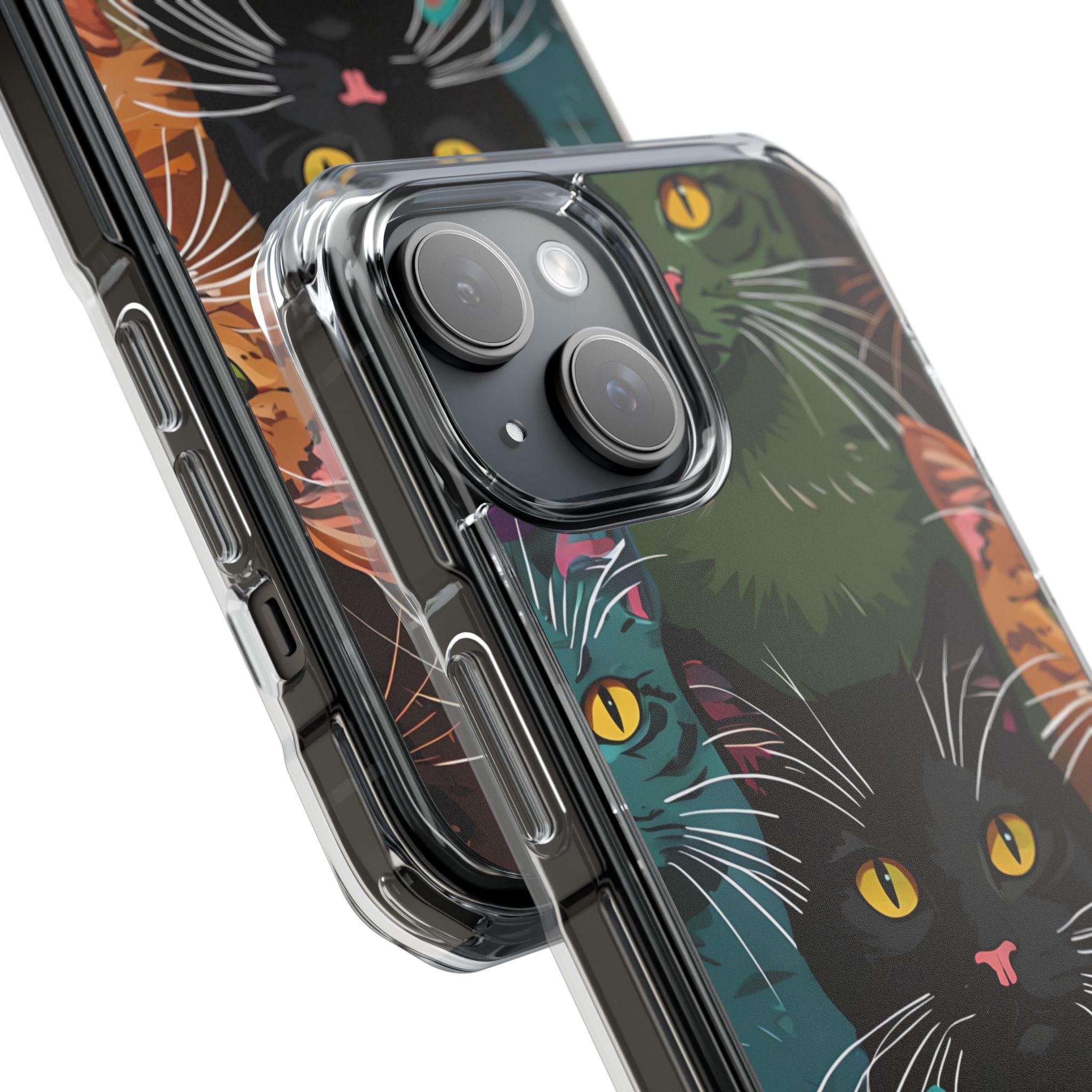 Cat Grid Teal iPhone 15 Case - Impact