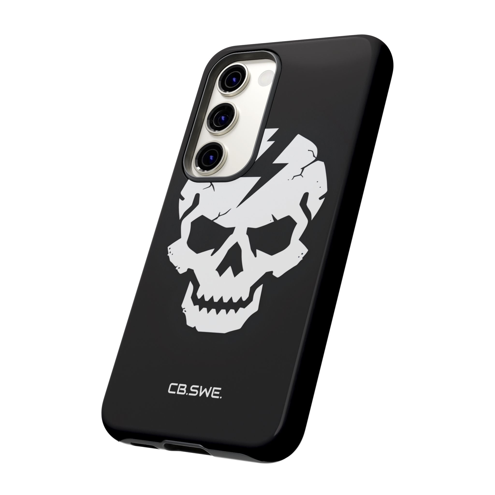 Minimalist White Skull Lightning Bolt Icon Samsung S23 - Tough