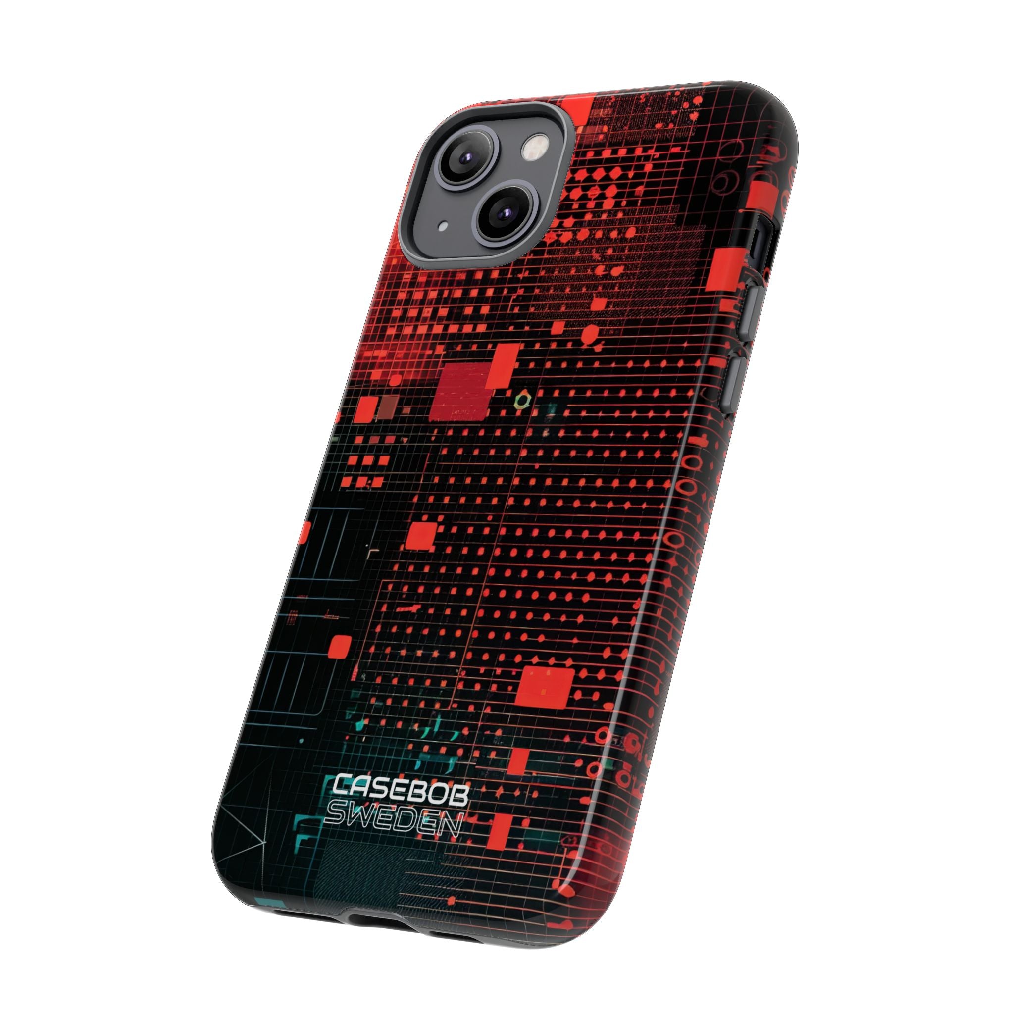 Crimson Circuit Grid iPhone 14 - Tough