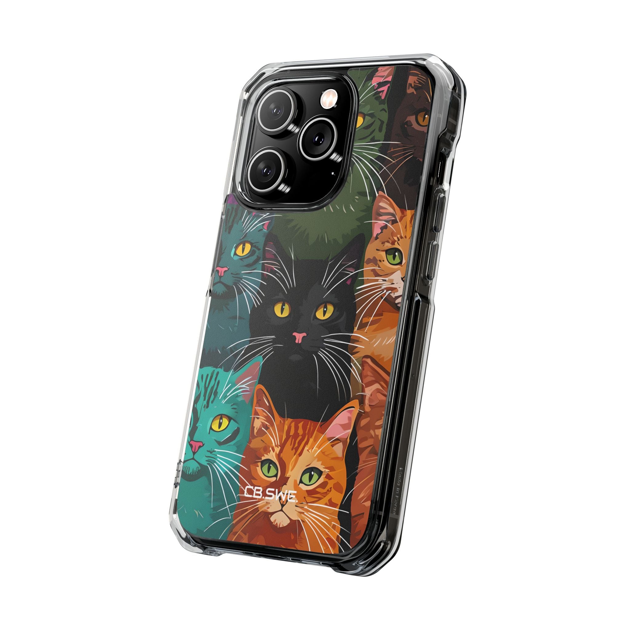 Colorful Stylized Cats Digital Art Mobile Wallpaper iPhone 14 - Impact Clear+