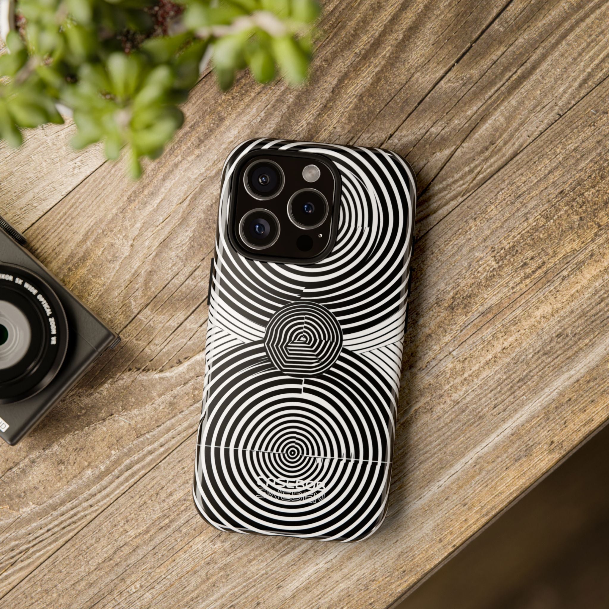 Monochrome Spiral Motion iPhone 16 - Resistente