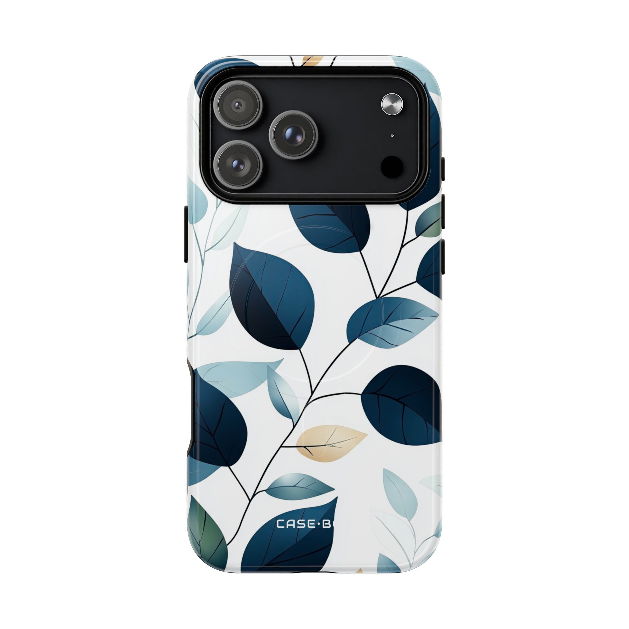Navy Leaf Veins iPhone 17 Pro Max Case - Tough+