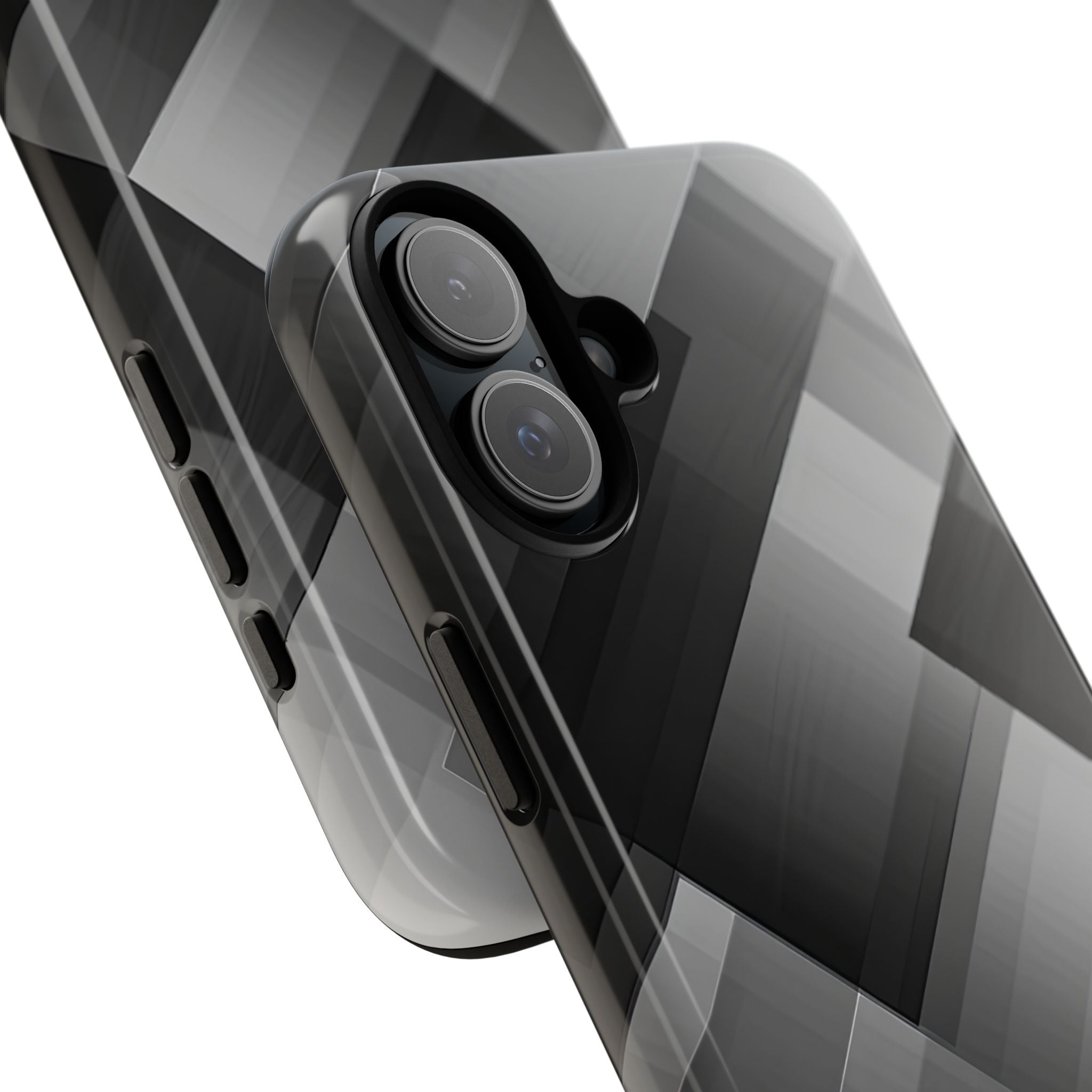 Grayscale Geometric Layers iPhone 16 - Tough