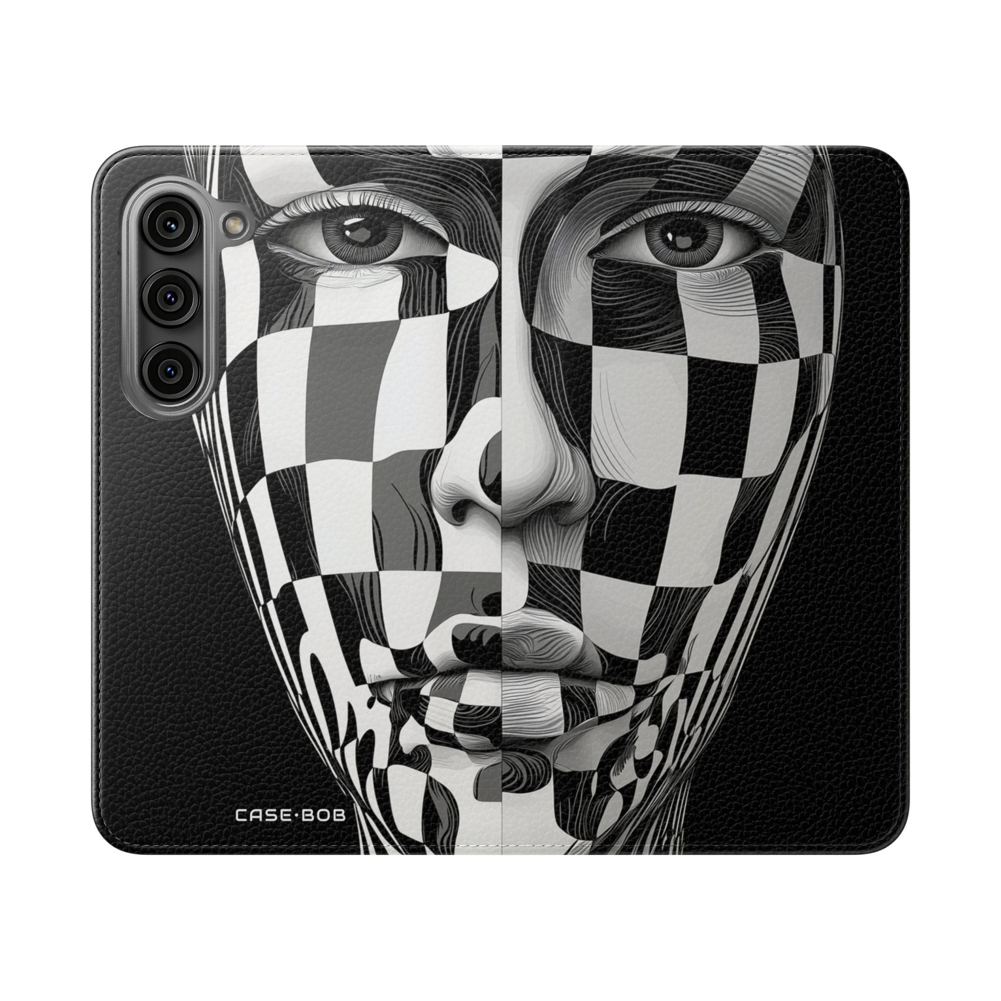 Mirrored Checkerboard Face - Samsung S23 Case - Wallet