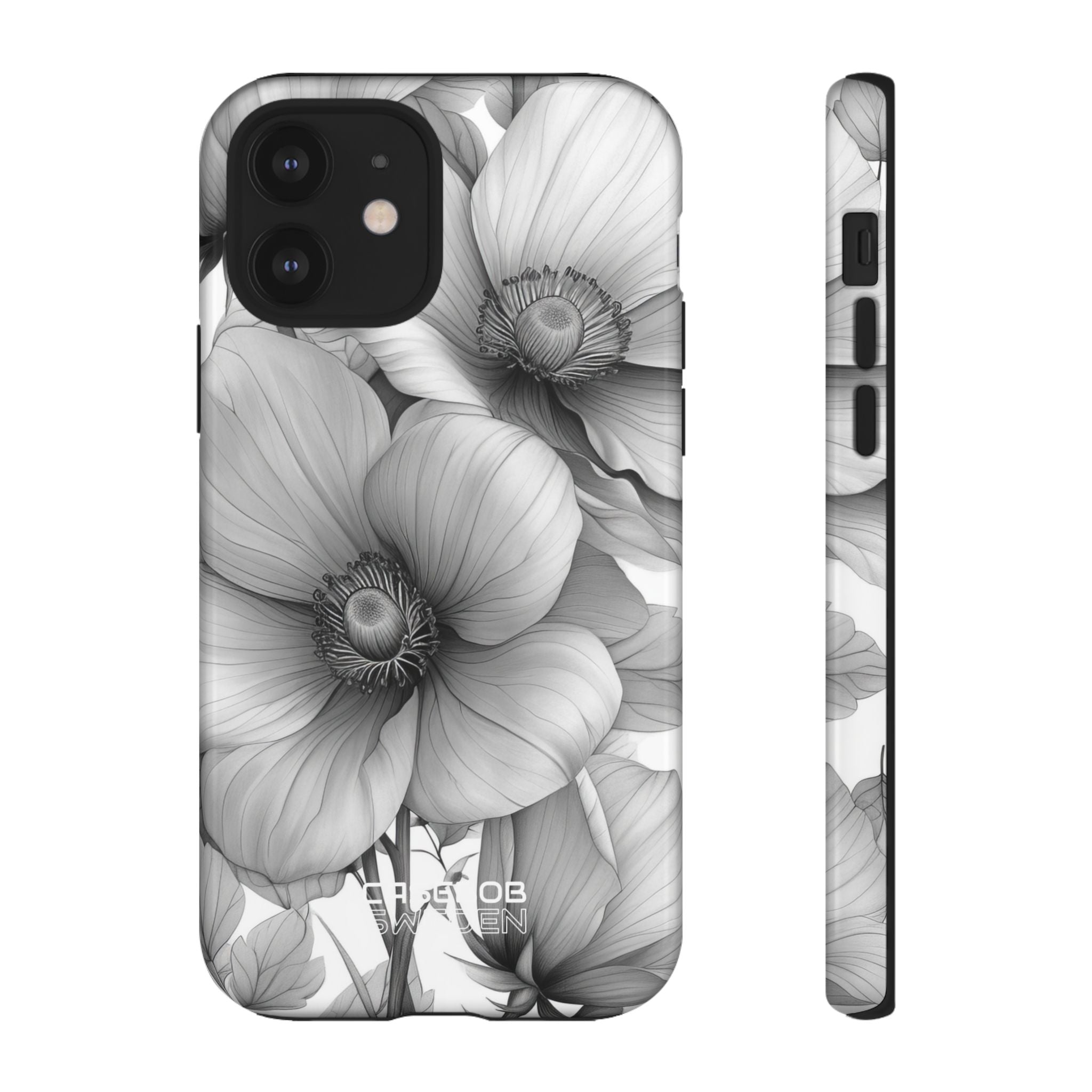Grayscale Floral Harmony iPhone 12 - Tough