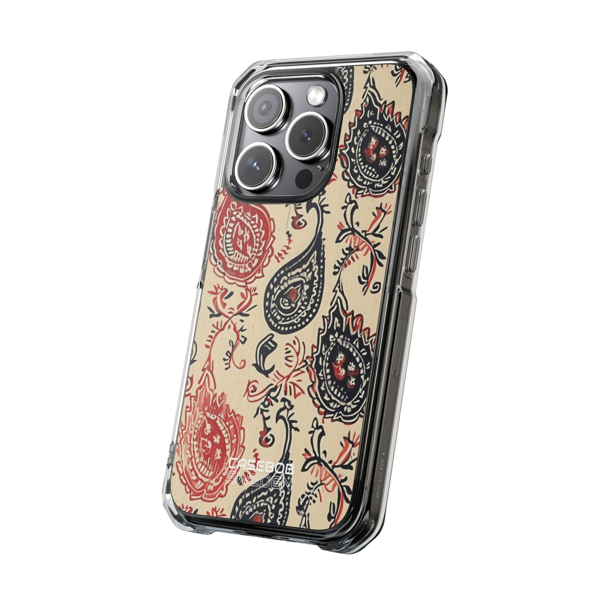 Navy Paisley Swirl iPhone 15 - Impact Clear+