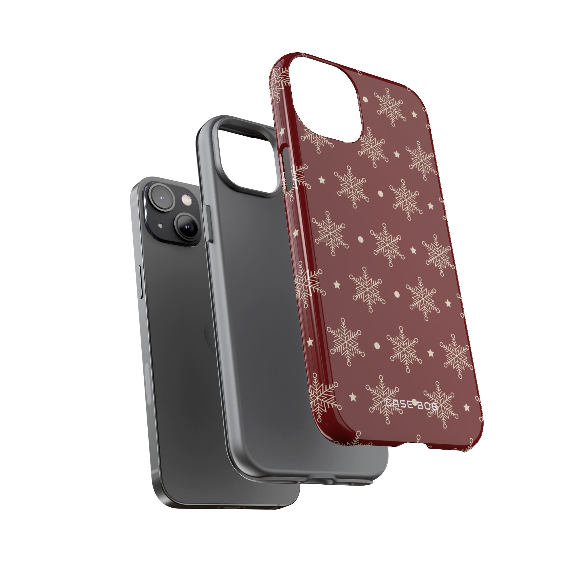 Cream Snowflake Crimson iPhone 14 Plus Case - Tough