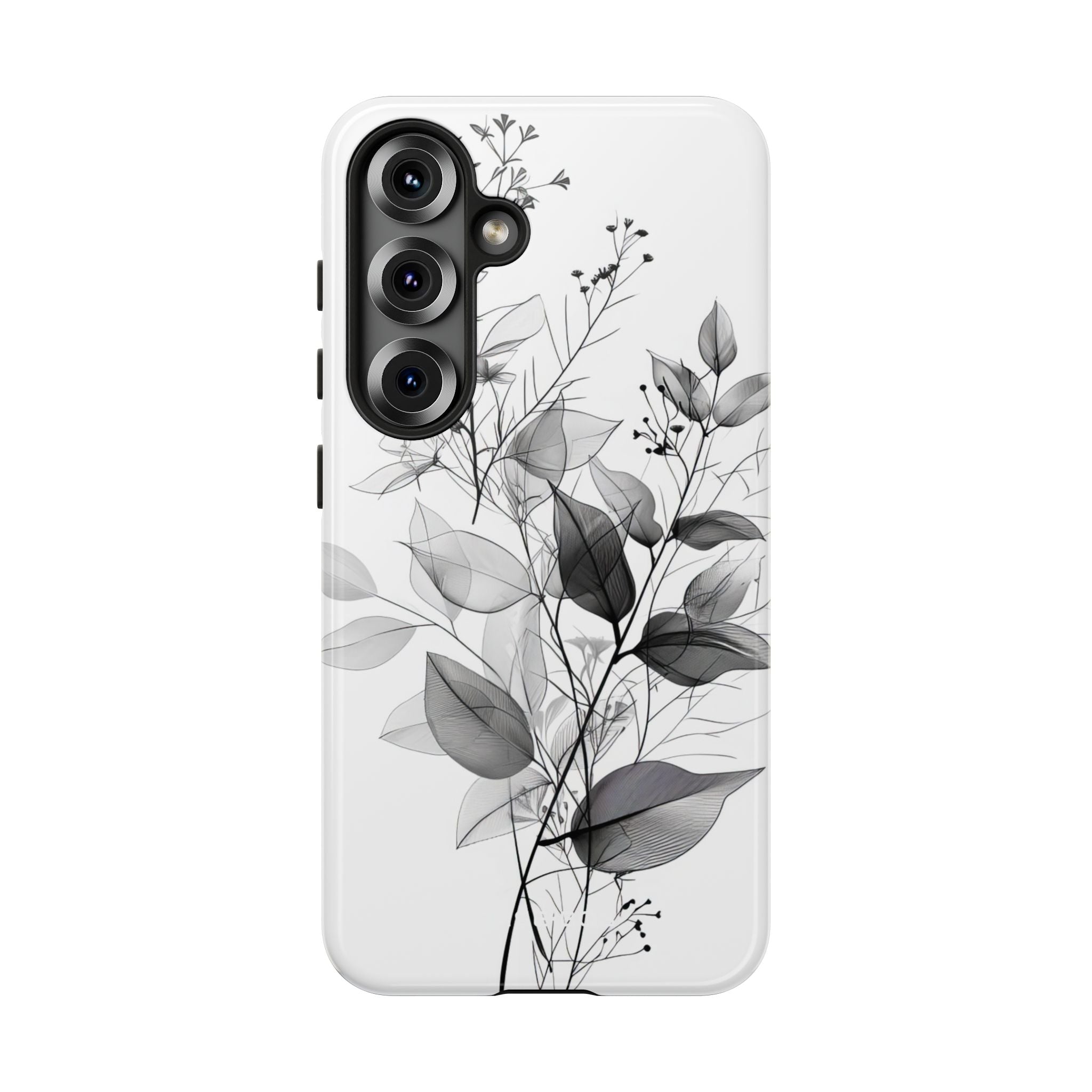 Veined Leaves Gray Samsung S25 Case - Tough