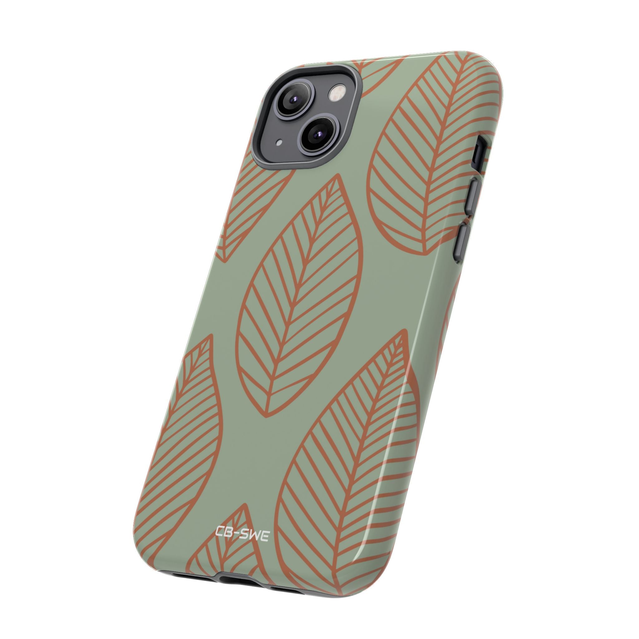 Mint and Orange Leaves - iPhone Case