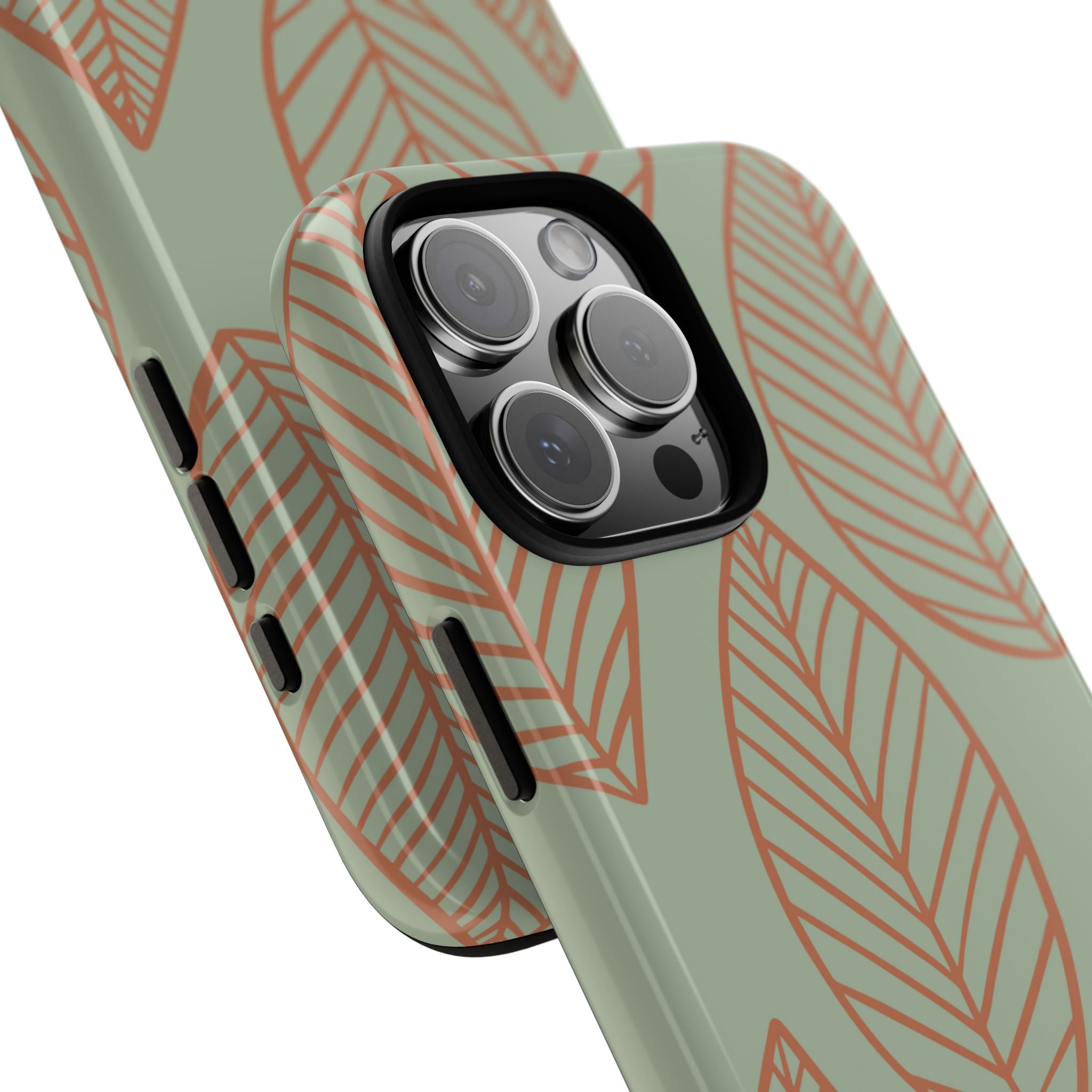 Mint and Orange Leaves - iPhone Case