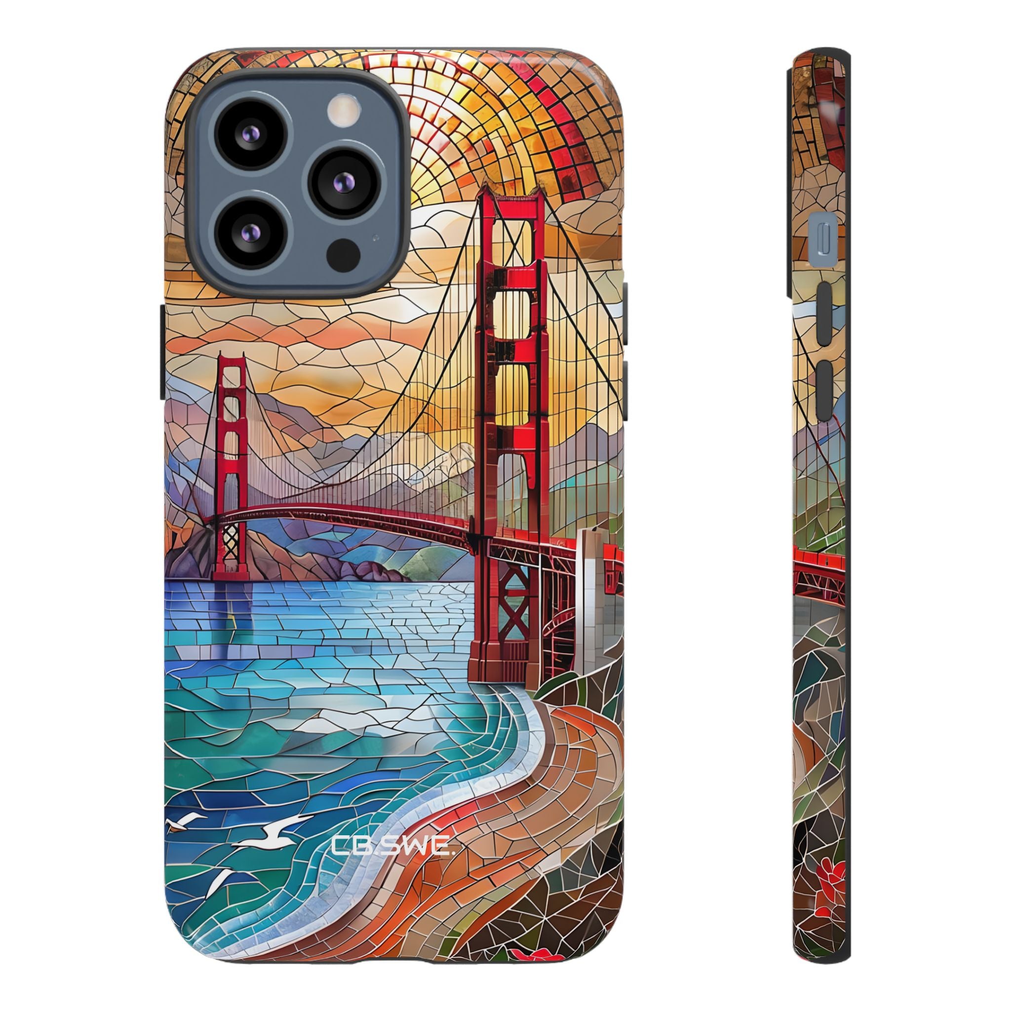 Vibrant Mosaic Golden Gate Bridge Artwork iPhone 13 - Tough