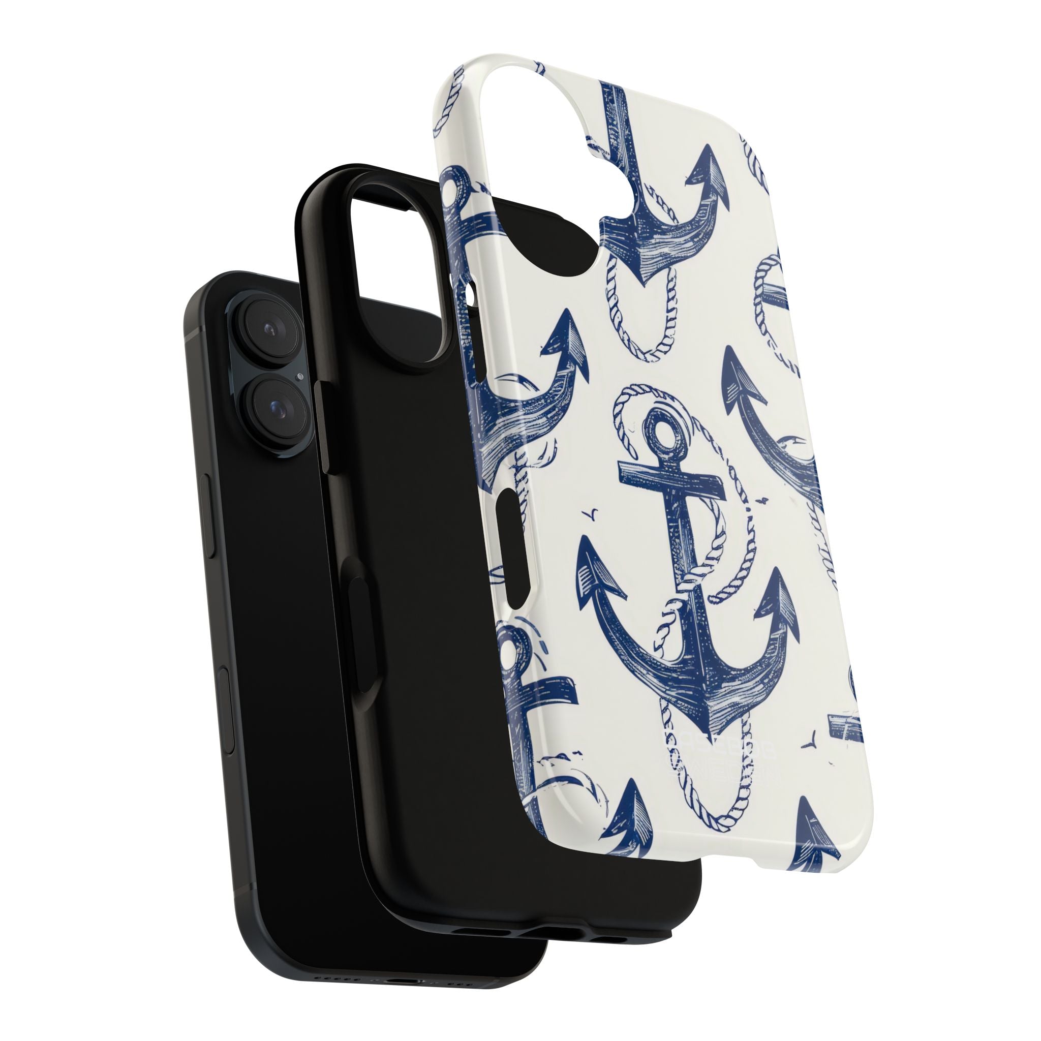 Navy Anchor Tapestry iPhone 16 - Tough