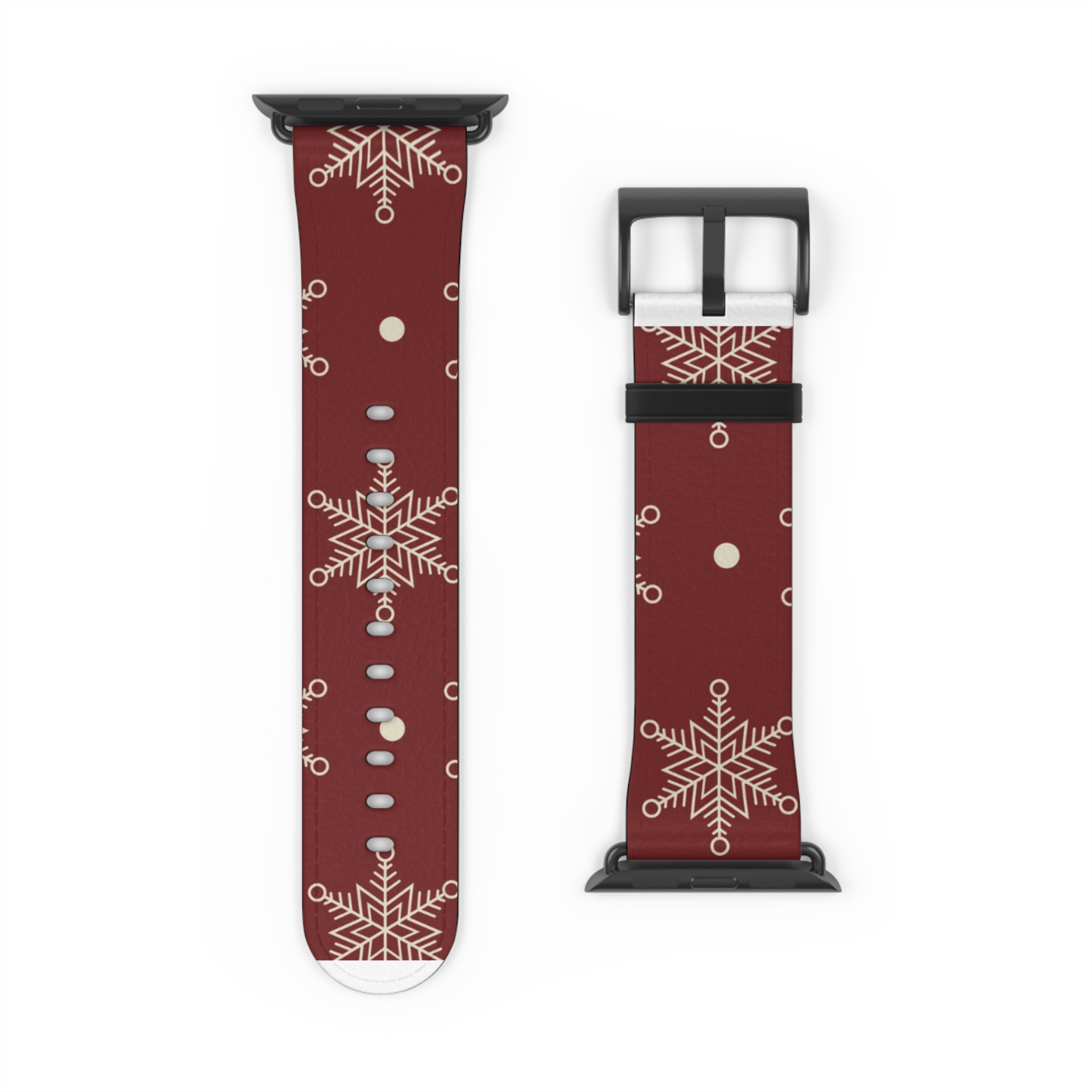 Cream Snowflakes Crimson - Watch Band